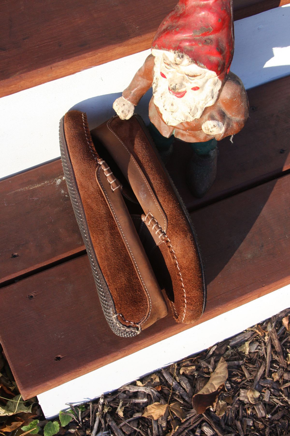 Photo by patinathunderdome on November 5, 2021 of the Quoddy Penny Driver in C.F. Stead Chocolate Repello Calf Suede.