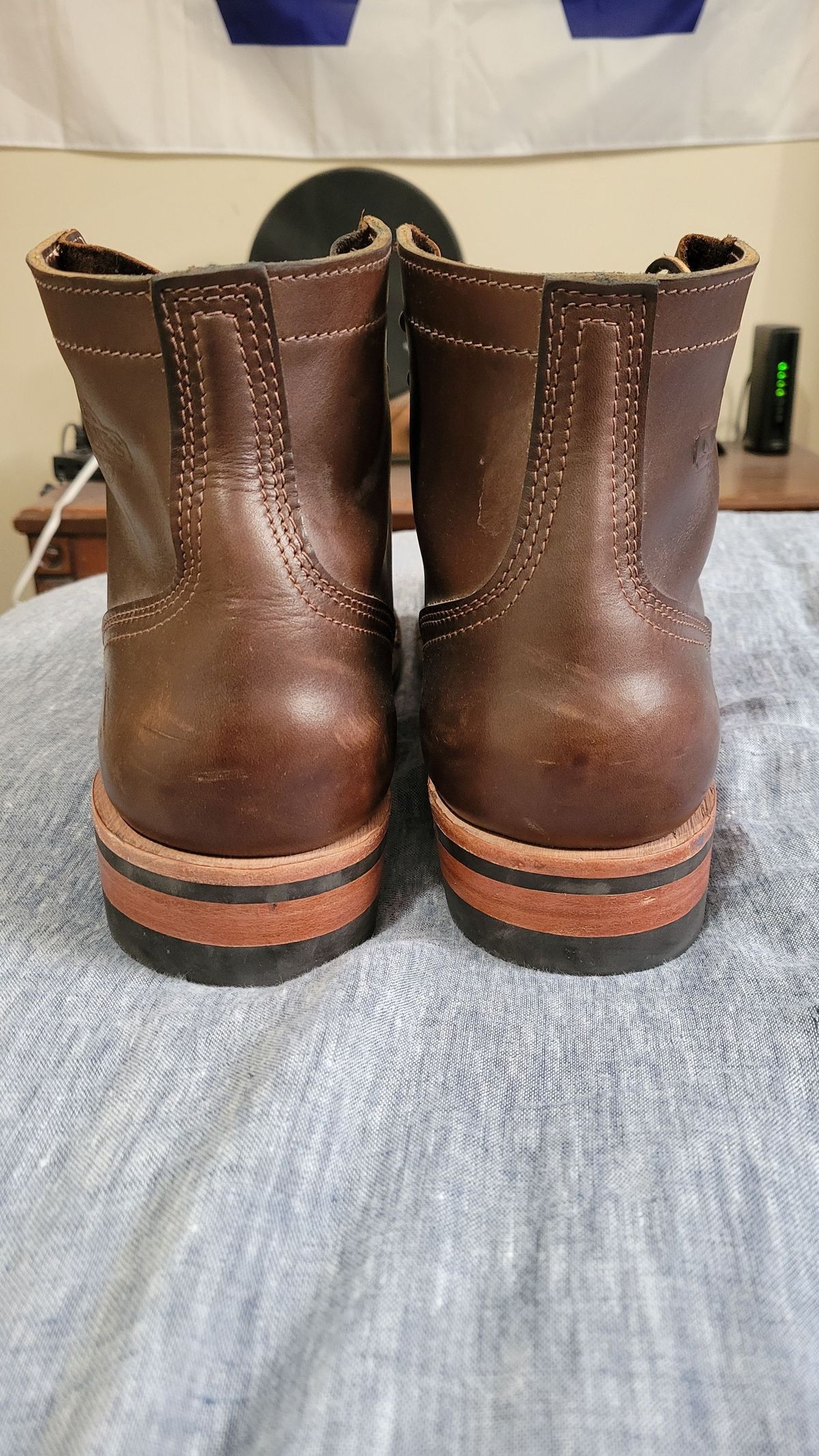 Photo by patinathunderdome on November 3, 2021 of the Nicks Americana in Horween Brown Waxed Flesh.
