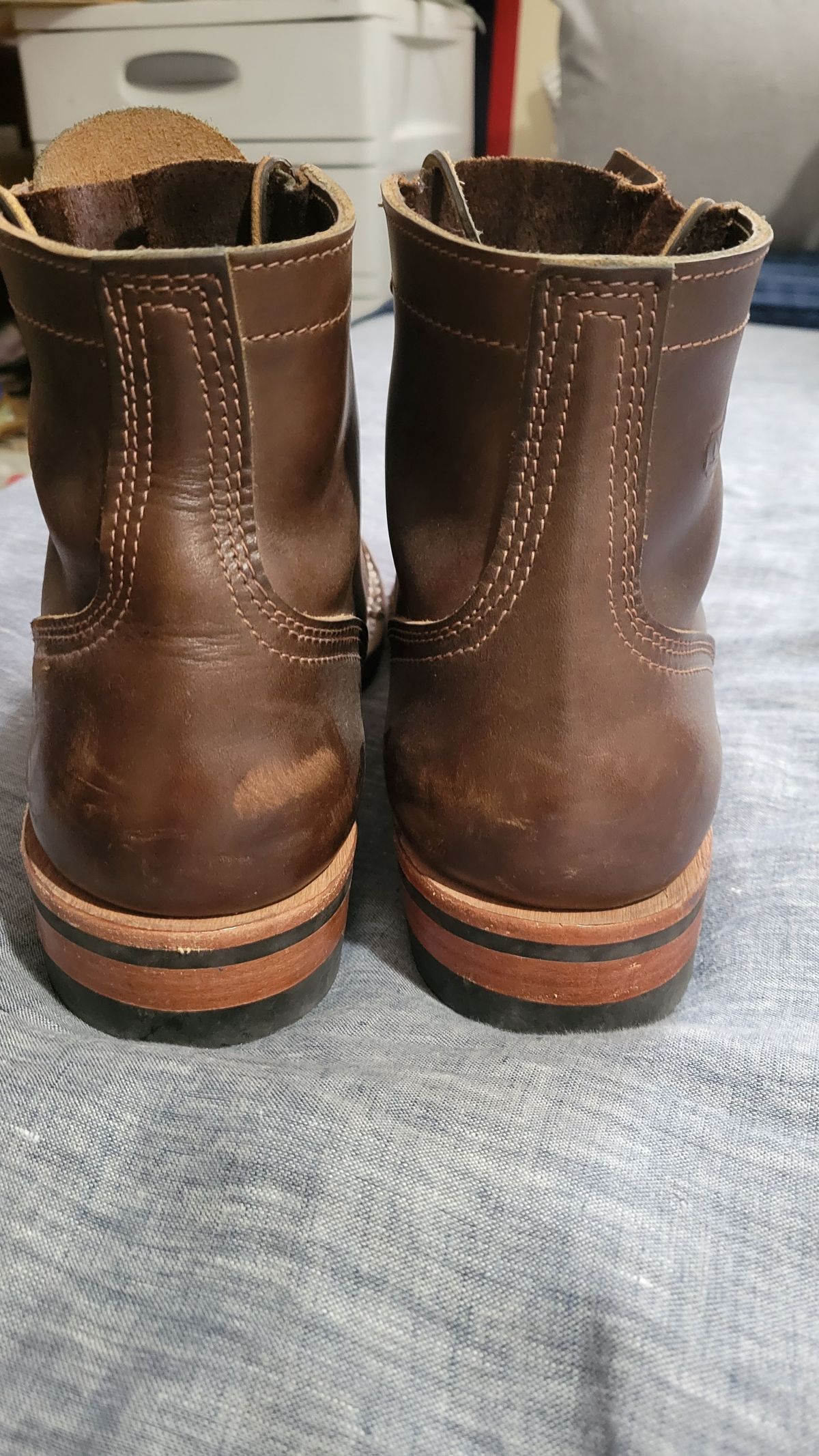 Photo by patinathunderdome on January 4, 2022 of the Nicks Americana in Horween Brown Waxed Flesh.