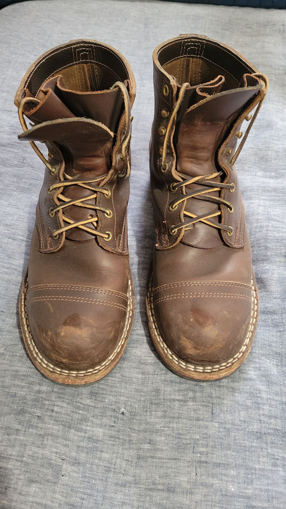Photo by patinathunderdome on January 4, 2022 of the Nicks Americana in Horween Brown Waxed Flesh.
