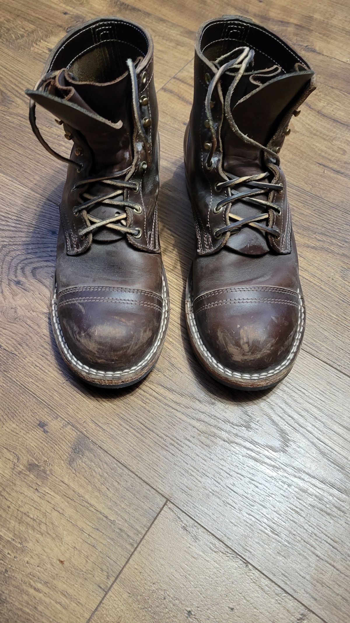 Photo by patinathunderdome on February 4, 2022 of the Nicks Americana in Horween Brown Waxed Flesh.