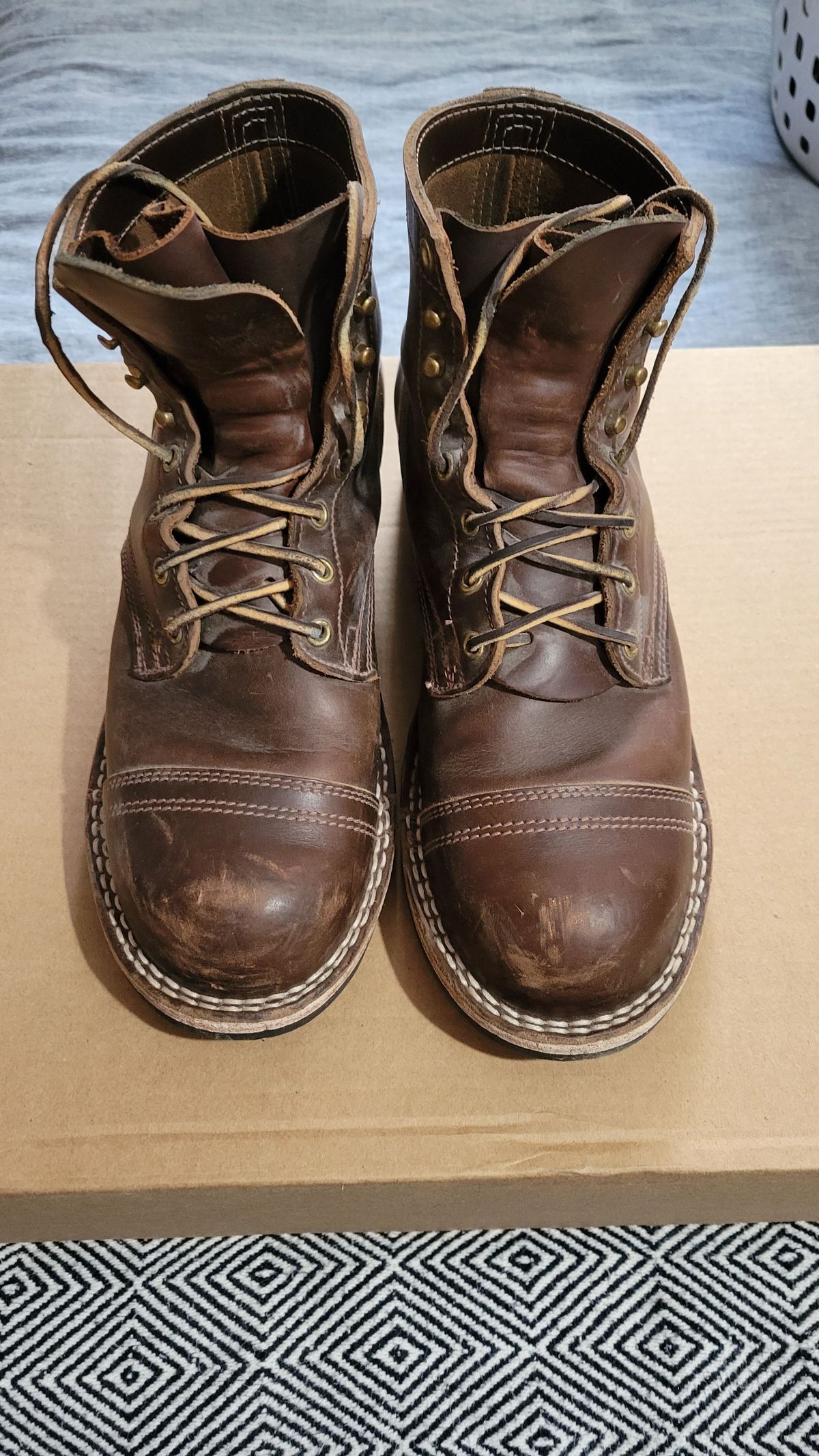 Photo by patinathunderdome on March 4, 2022 of the Nicks Americana in Horween Brown Waxed Flesh.