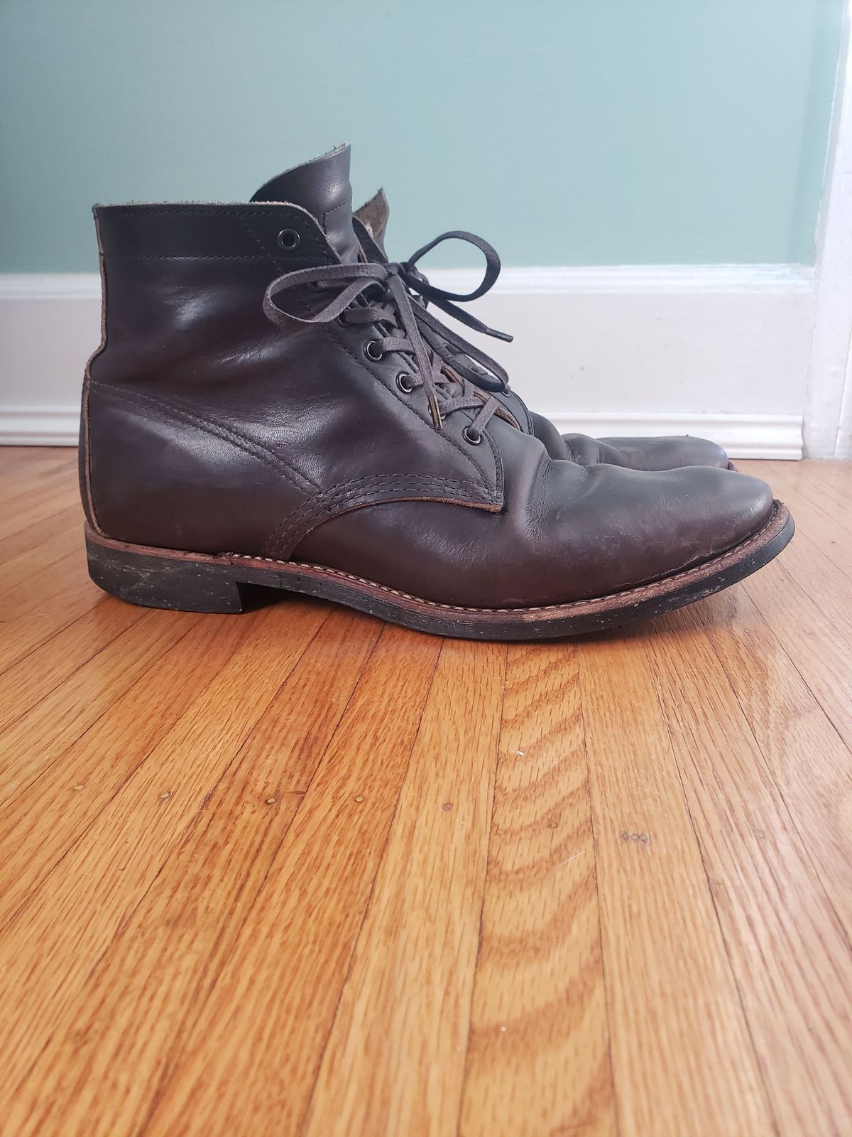 Photo by patinathunderdome on February 1, 2022 of the Red Wing Merchant in S.B. Foot Ebony Harness.