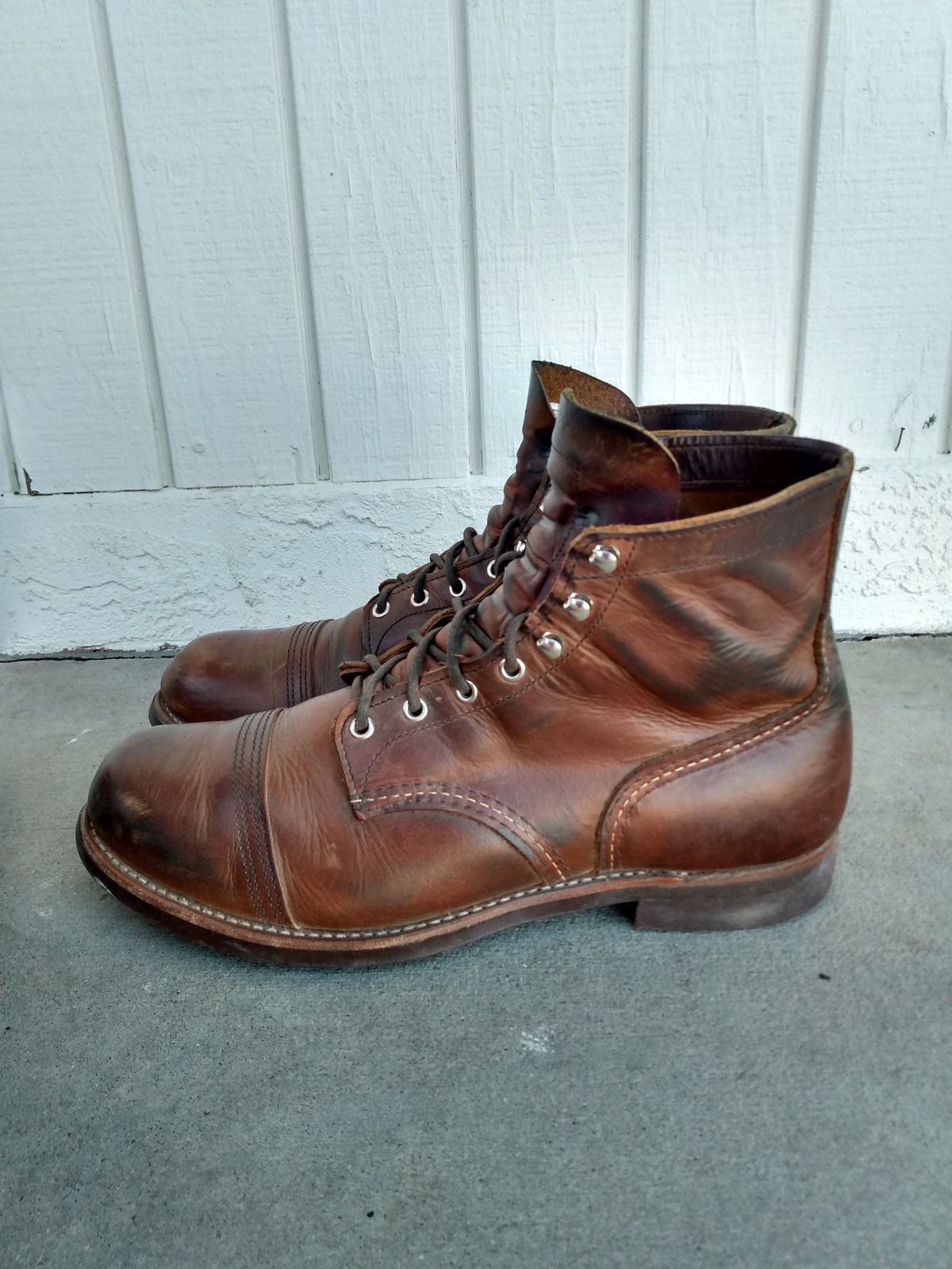 Photo by patinathunderdome on December 3, 2021 of the Red Wing Iron Ranger in S.B. Foot Copper Rough and Tough.