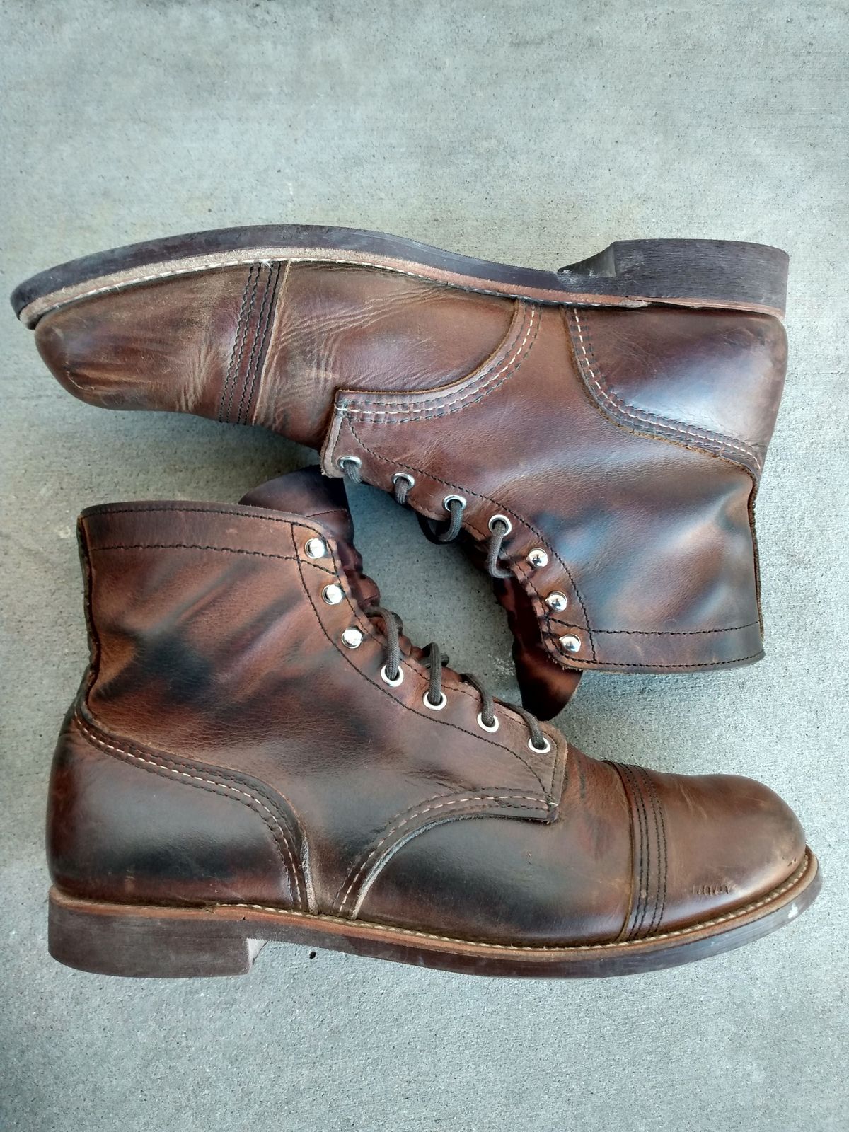 Photo by patinathunderdome on December 3, 2021 of the Red Wing Iron Ranger in S.B. Foot Copper Rough and Tough.