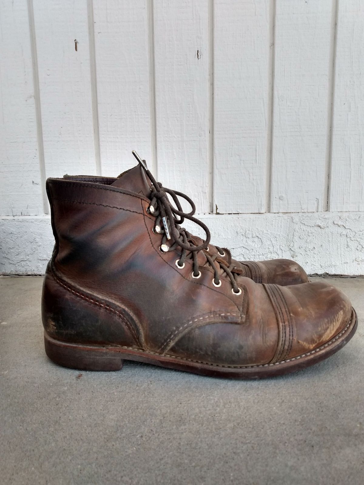 Photo by patinathunderdome on April 4, 2022 of the Red Wing Iron Ranger in S.B. Foot Copper Rough and Tough.