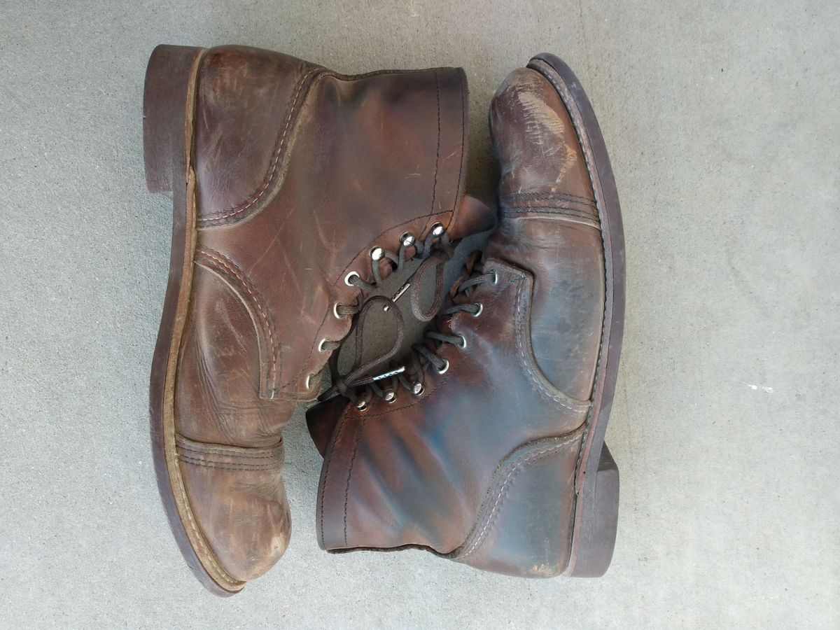 Photo by patinathunderdome on April 4, 2022 of the Red Wing Iron Ranger in S.B. Foot Copper Rough and Tough.