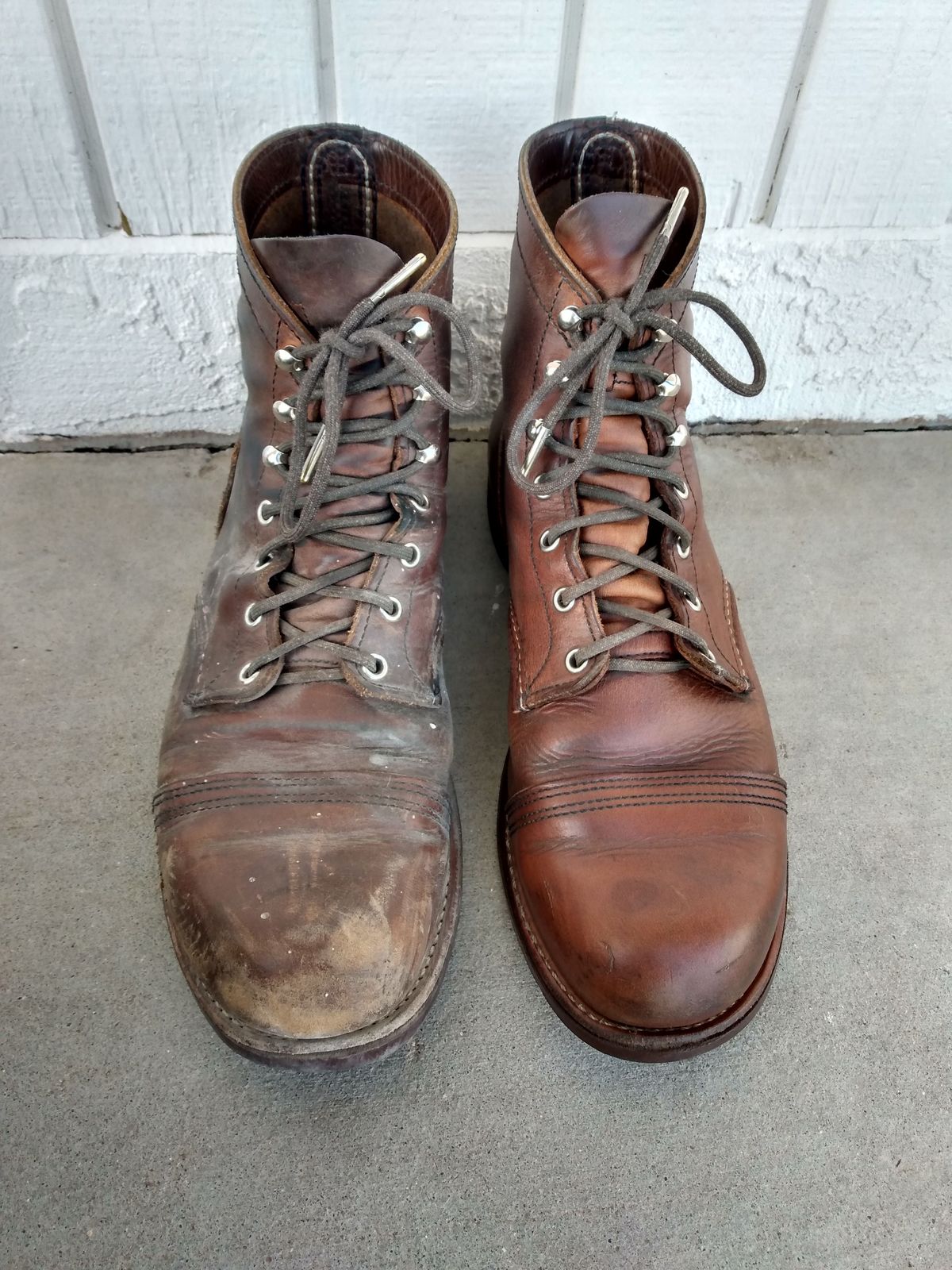 Photo by patinathunderdome on May 1, 2022 of the Red Wing Iron Ranger in S.B. Foot Copper Rough and Tough.