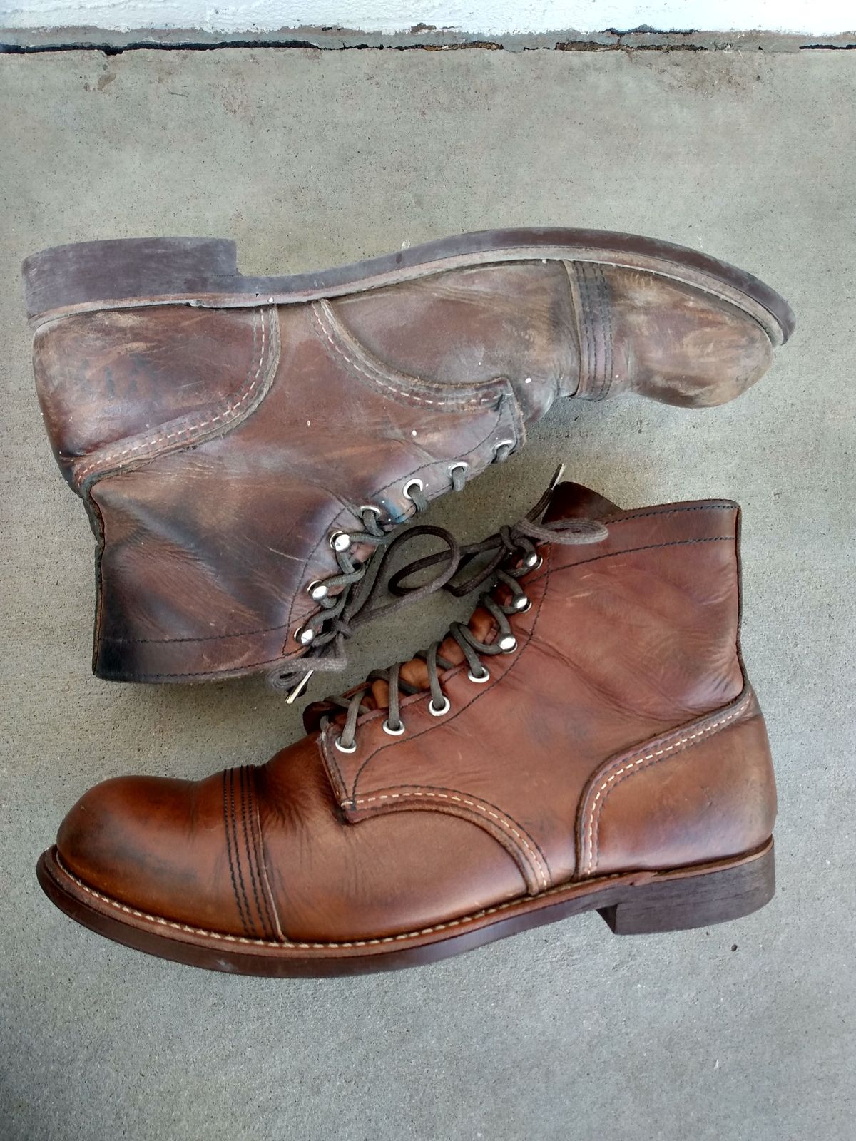 Photo by patinathunderdome on May 1, 2022 of the Red Wing Iron Ranger in S.B. Foot Copper Rough and Tough.