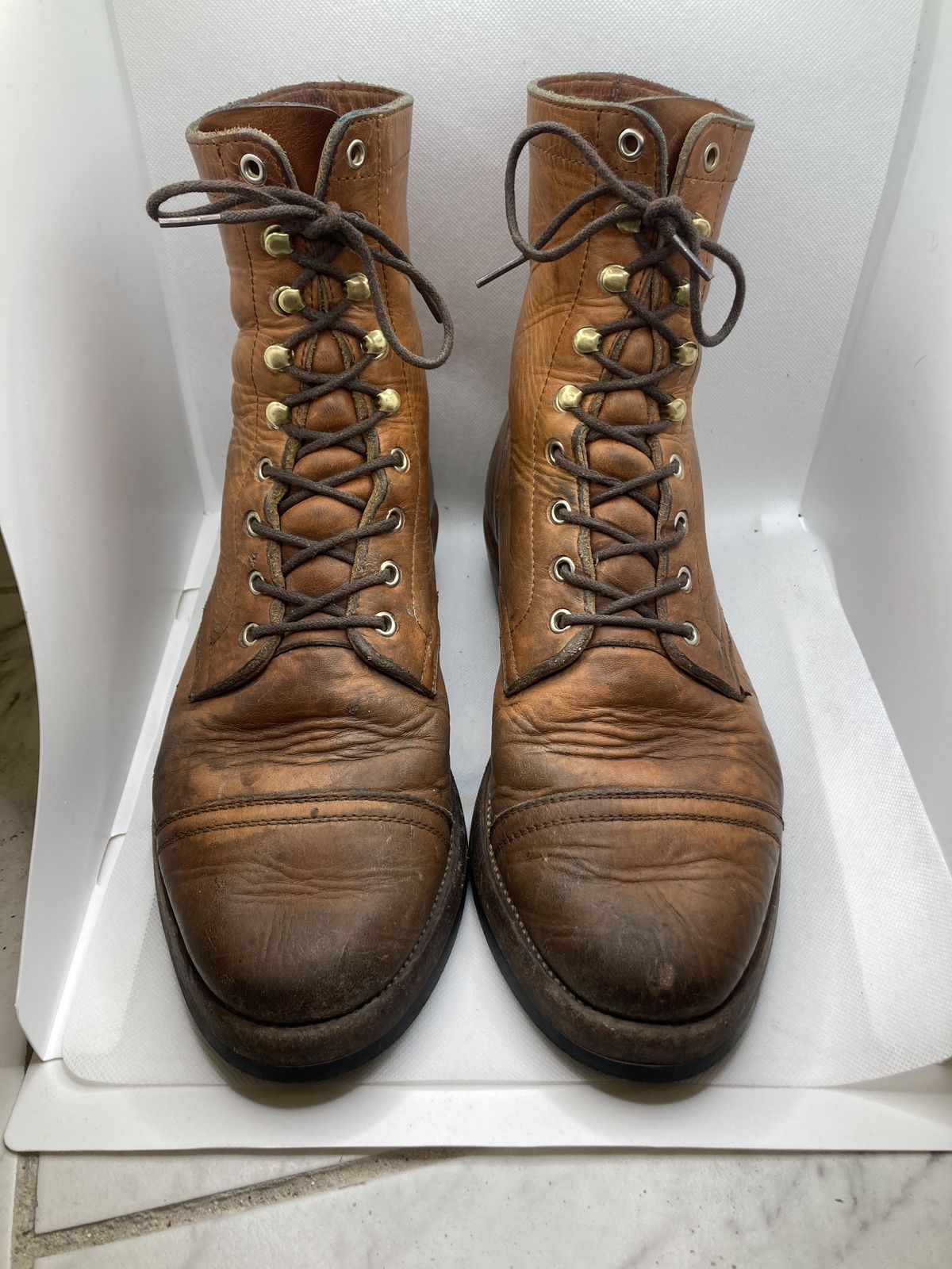 Photo by patinathunderdome on January 6, 2022 of the Imperium Radical in Horween English Tan Dublin.