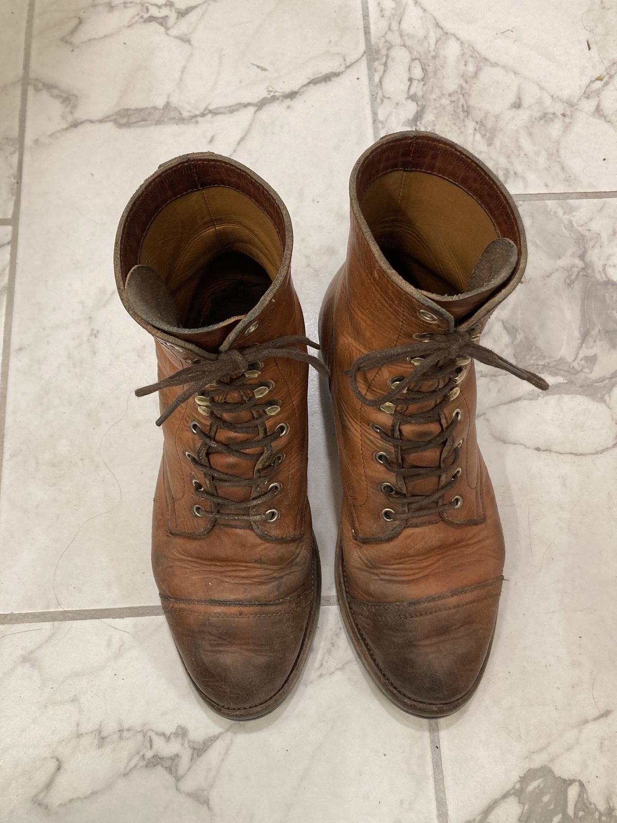 Photo by patinathunderdome on February 6, 2022 of the Imperium Radical in Horween English Tan Dublin.