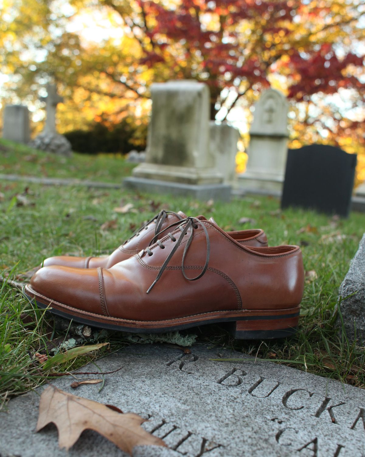 Photo by patinathunderdome on November 2, 2021 of the Viberg Bastion Oxford in Horween Natural Shell Cordovan.