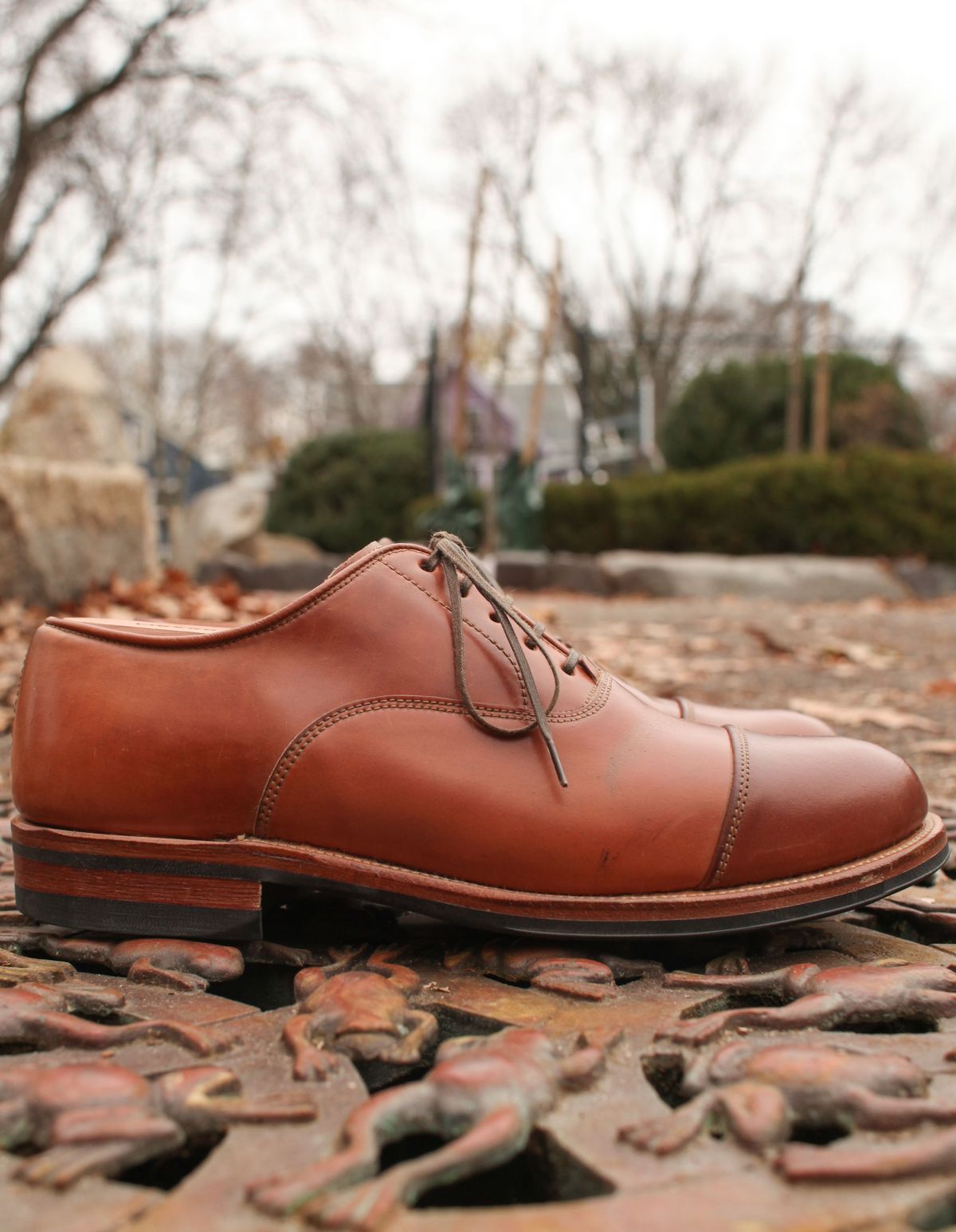 Photo by patinathunderdome on December 5, 2021 of the Viberg Bastion Oxford in Horween Natural Shell Cordovan.