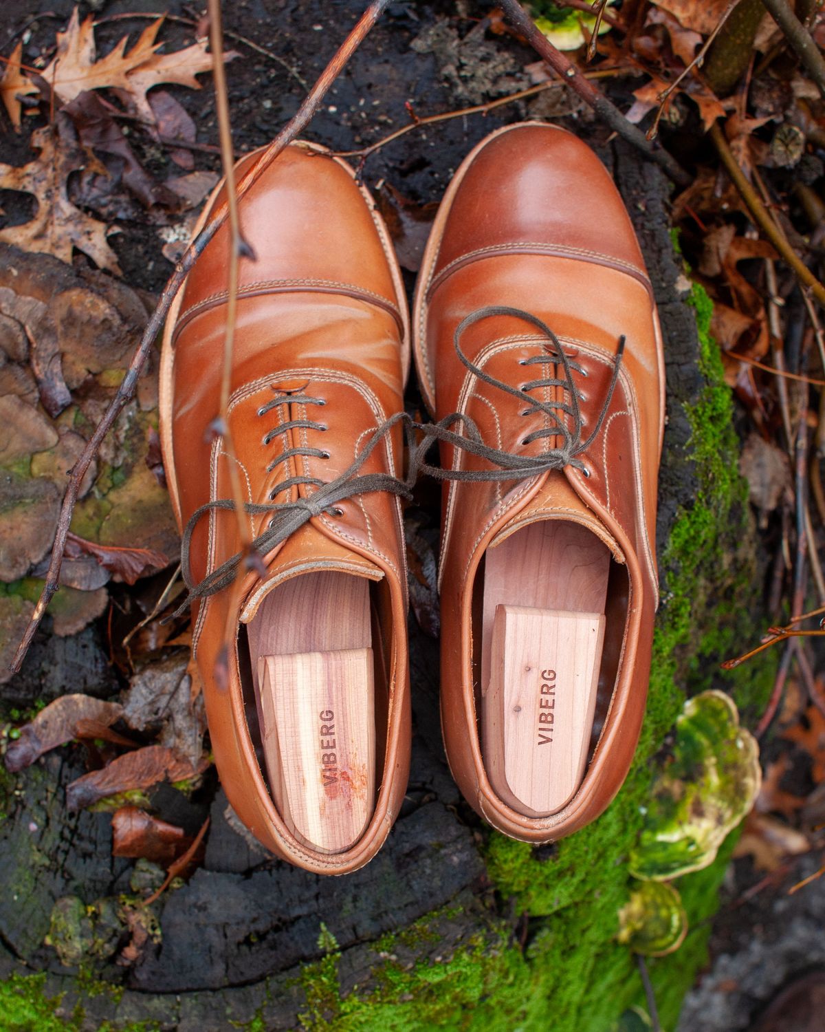 Photo by patinathunderdome on January 5, 2022 of the Viberg Bastion Oxford in Horween Natural Shell Cordovan.