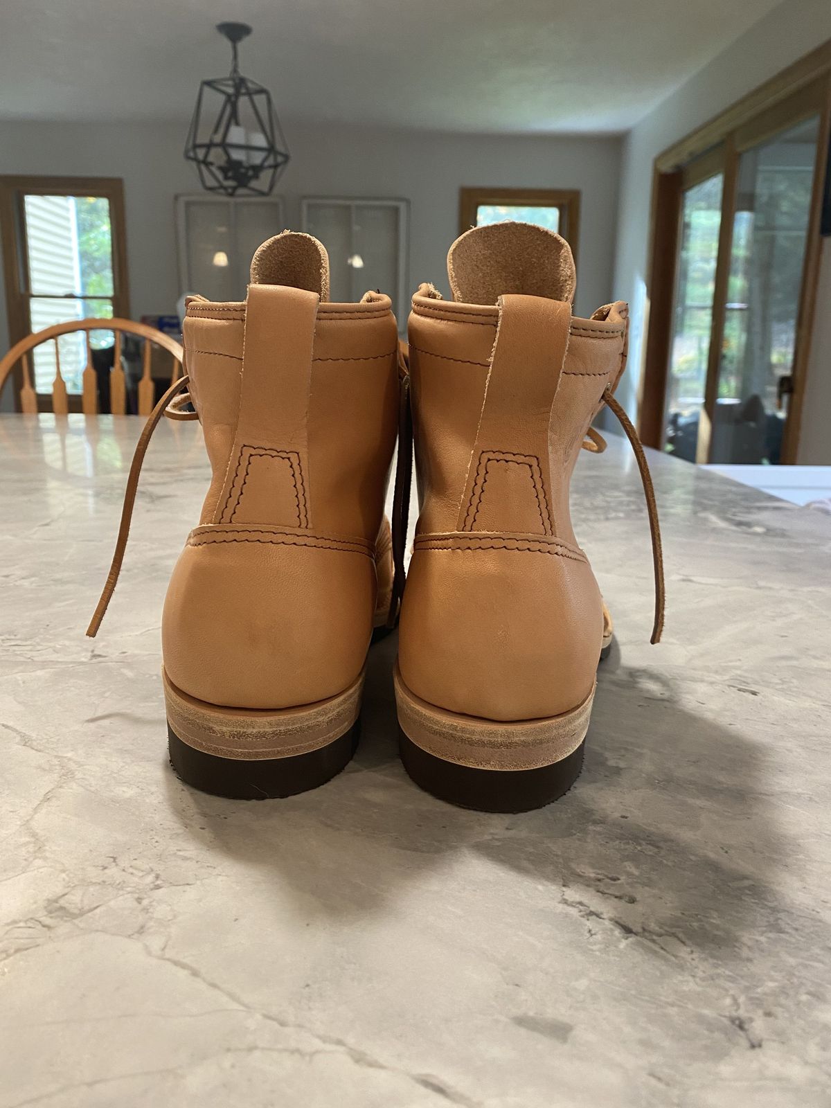 Photo by patinathunderdome on November 1, 2021 of the Wesco Hendrik in Horween Natural Essex.