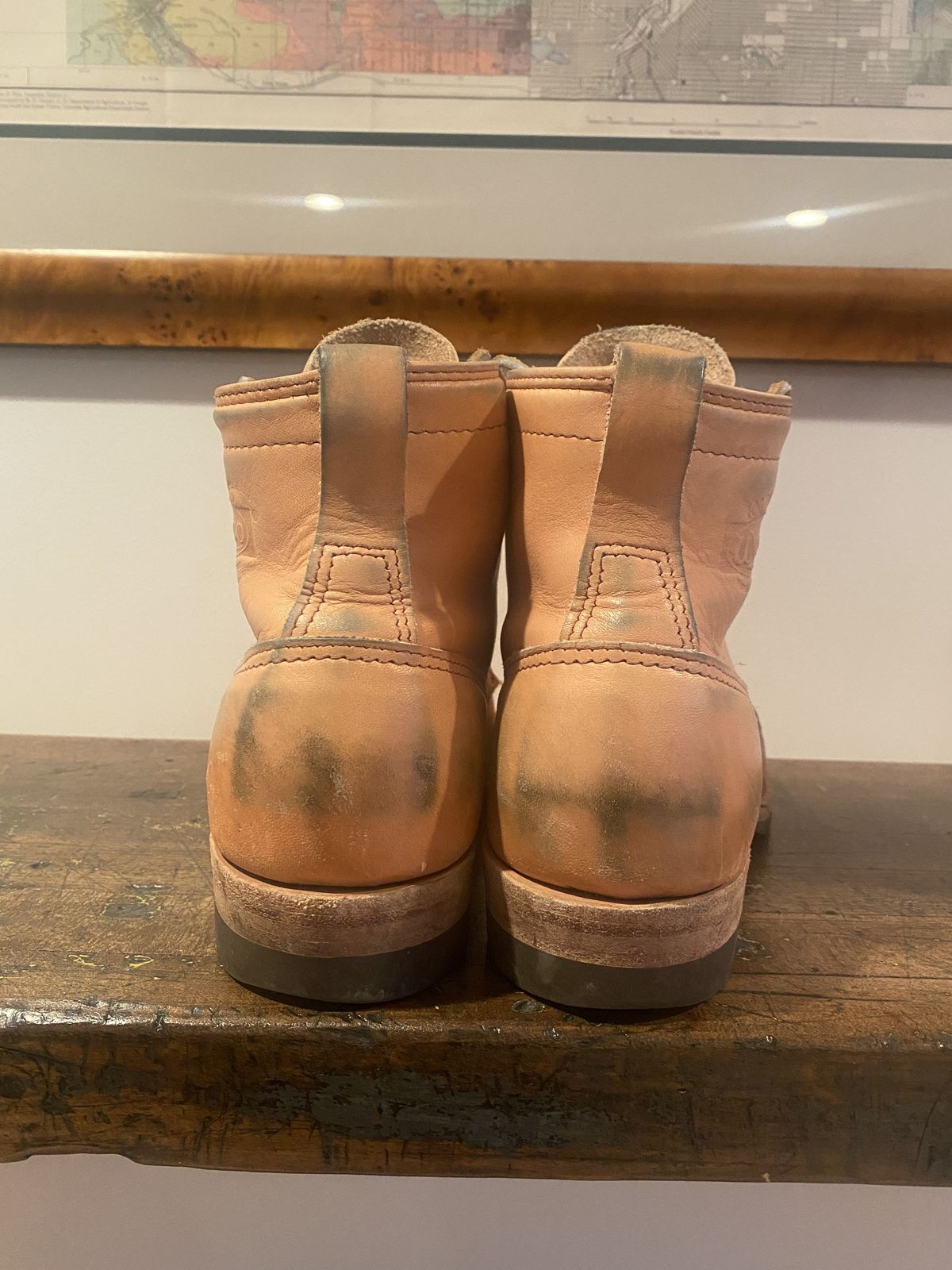 Photo by patinathunderdome on December 1, 2021 of the Wesco Hendrik in Horween Natural Essex.