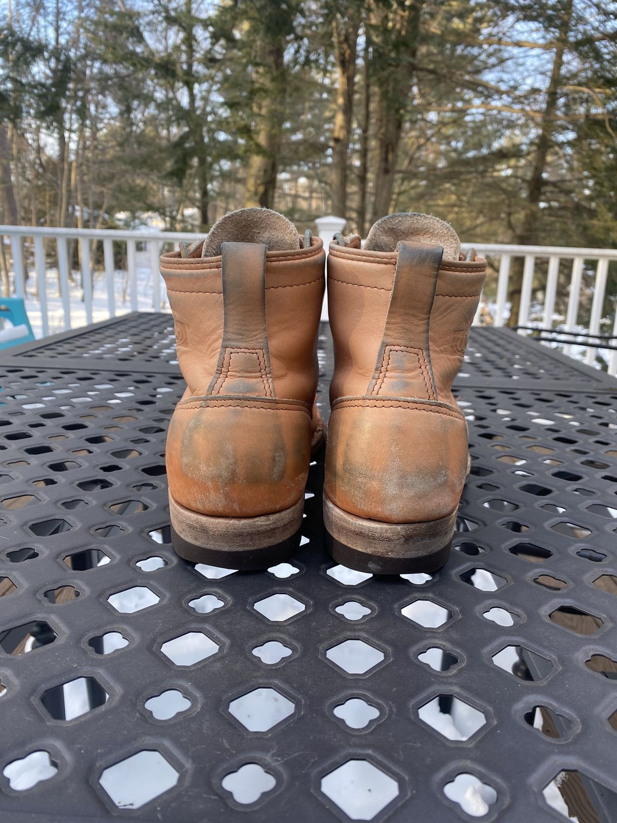 Photo by patinathunderdome on March 1, 2022 of the Wesco Hendrik in Horween Natural Essex.