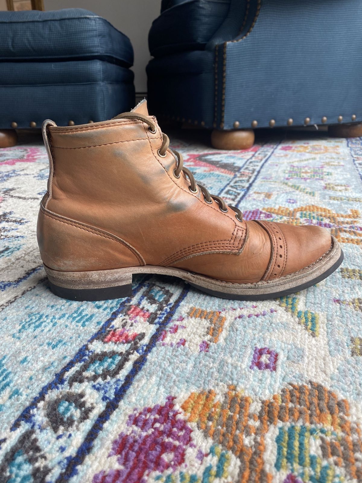 Photo by patinathunderdome on April 1, 2022 of the Wesco Hendrik in Horween Natural Essex.