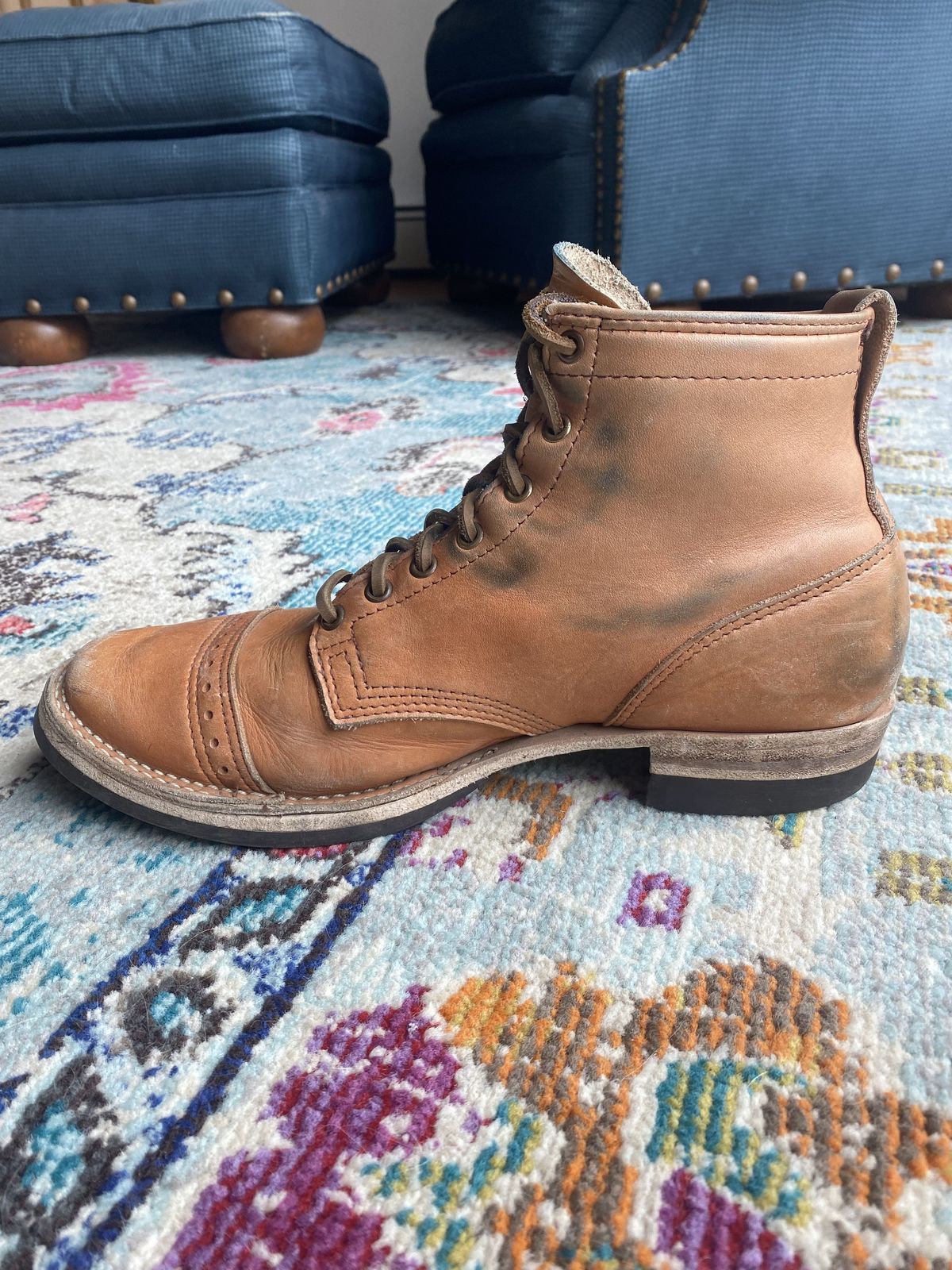 Photo by patinathunderdome on April 1, 2022 of the Wesco Hendrik in Horween Natural Essex.