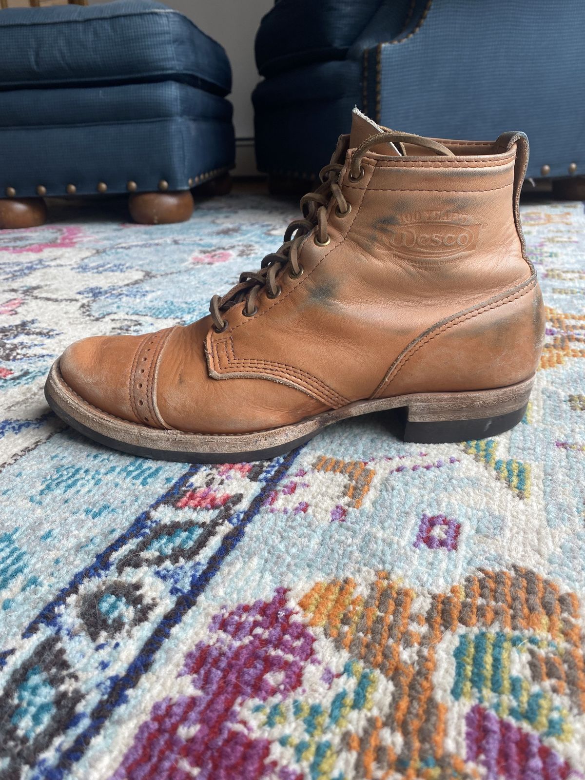 Photo by patinathunderdome on April 1, 2022 of the Wesco Hendrik in Horween Natural Essex.