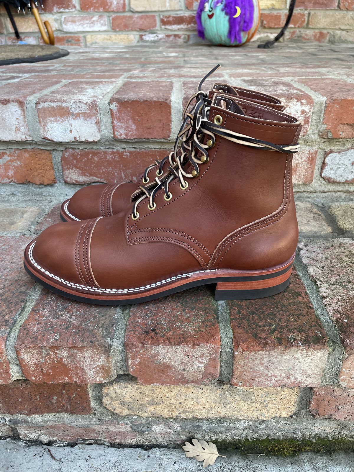 Photo by patinathunderdome on November 1, 2021 of the Nicks Americana in Wickett & Craig Medium Brown English Bridle.