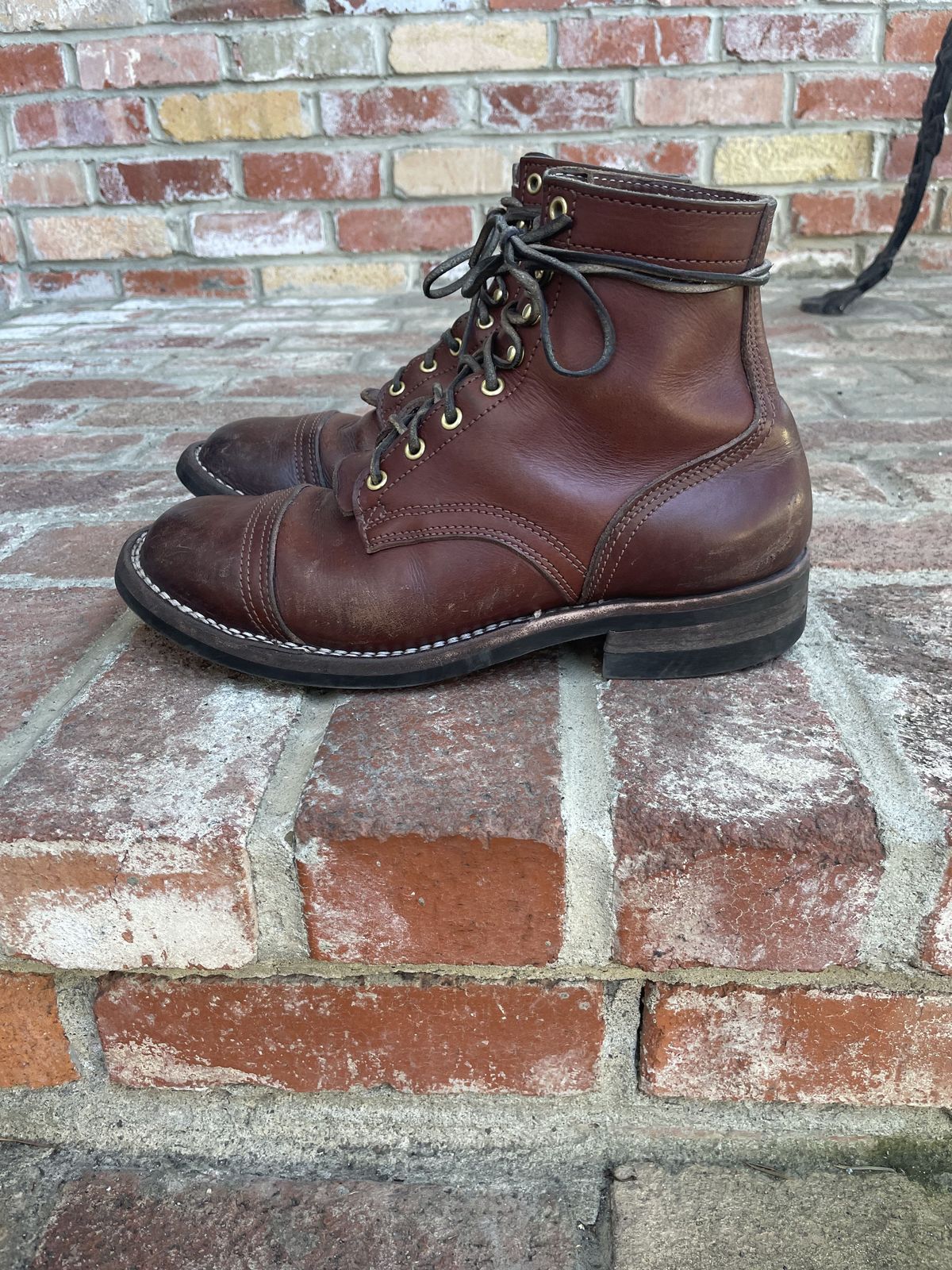 Photo by patinathunderdome on February 1, 2022 of the Nicks Americana in Wickett & Craig Medium Brown English Bridle.