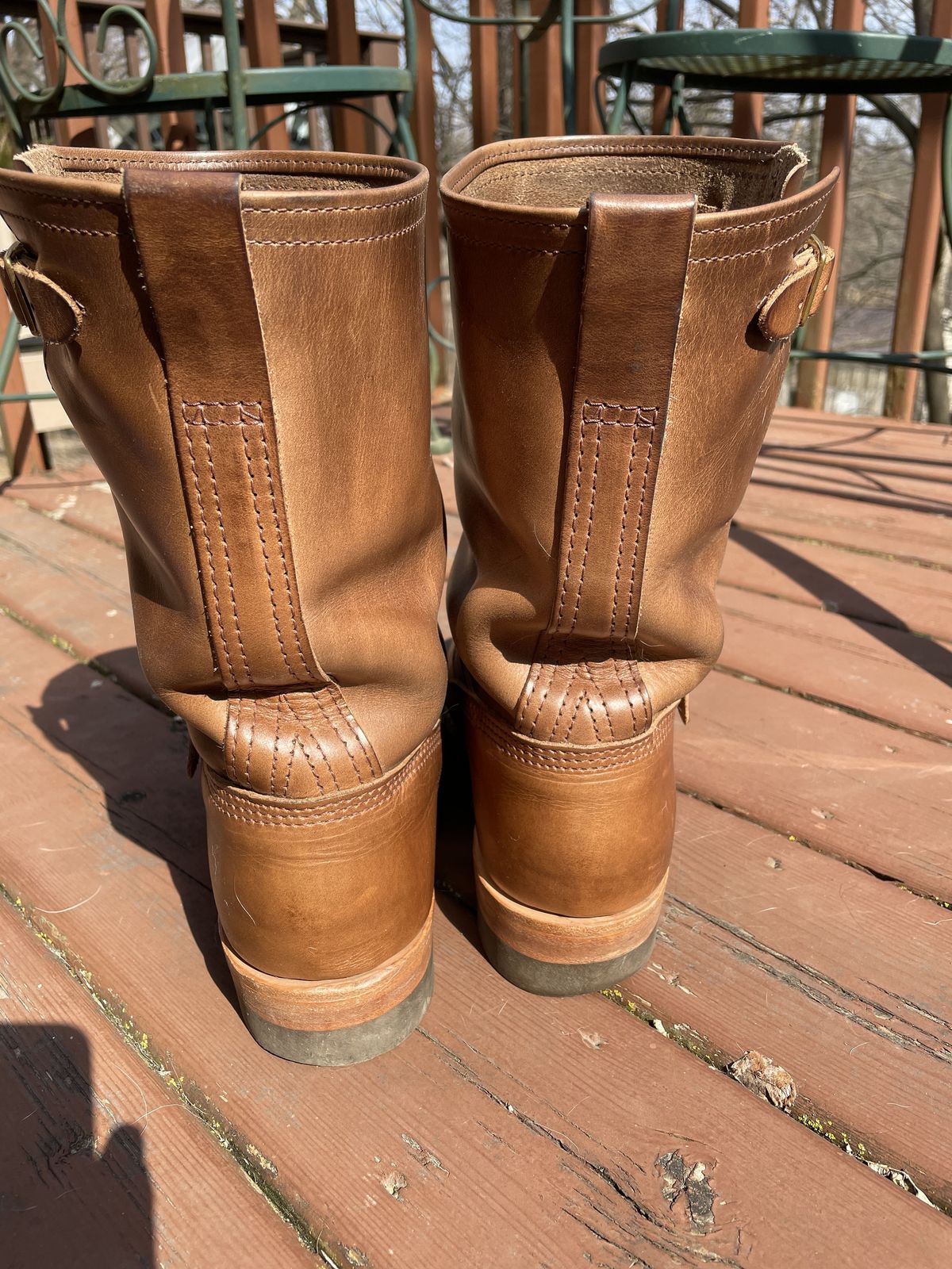 Photo by patinathunderdome on March 5, 2022 of the Wesco Mister Lou in Horween Natural Chromexcel.