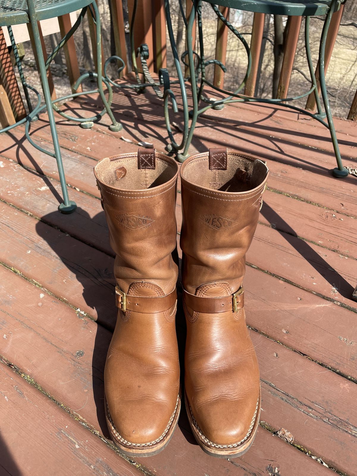 Photo by patinathunderdome on March 5, 2022 of the Wesco Mister Lou in Horween Natural Chromexcel.