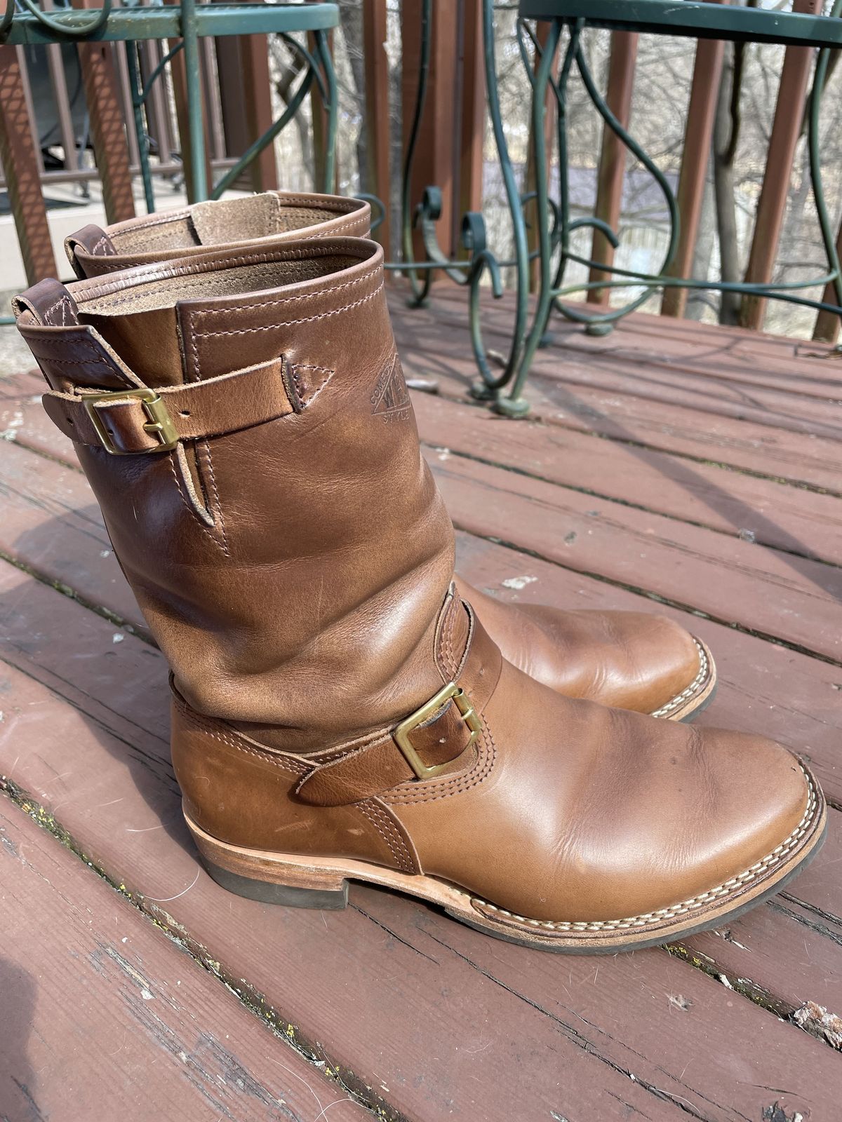 Photo by patinathunderdome on March 5, 2022 of the Wesco Mister Lou in Horween Natural Chromexcel.