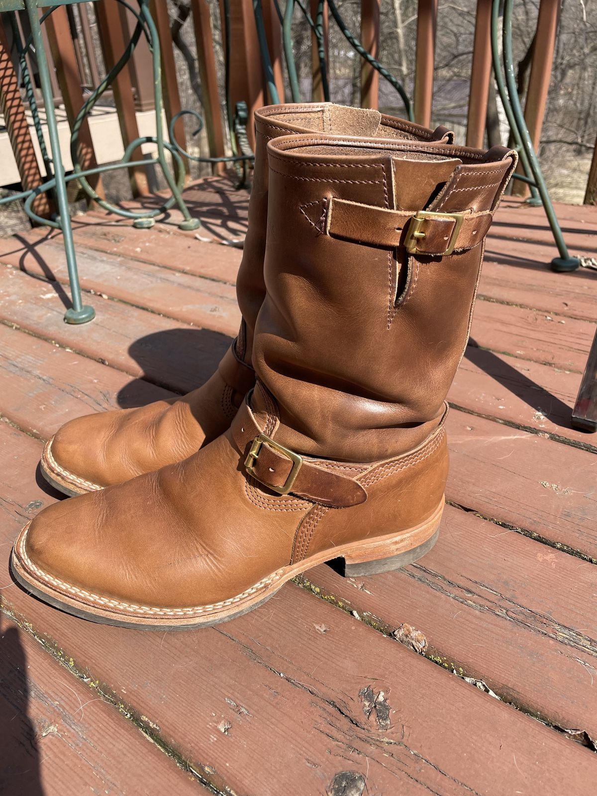 Photo by patinathunderdome on March 5, 2022 of the Wesco Mister Lou in Horween Natural Chromexcel.