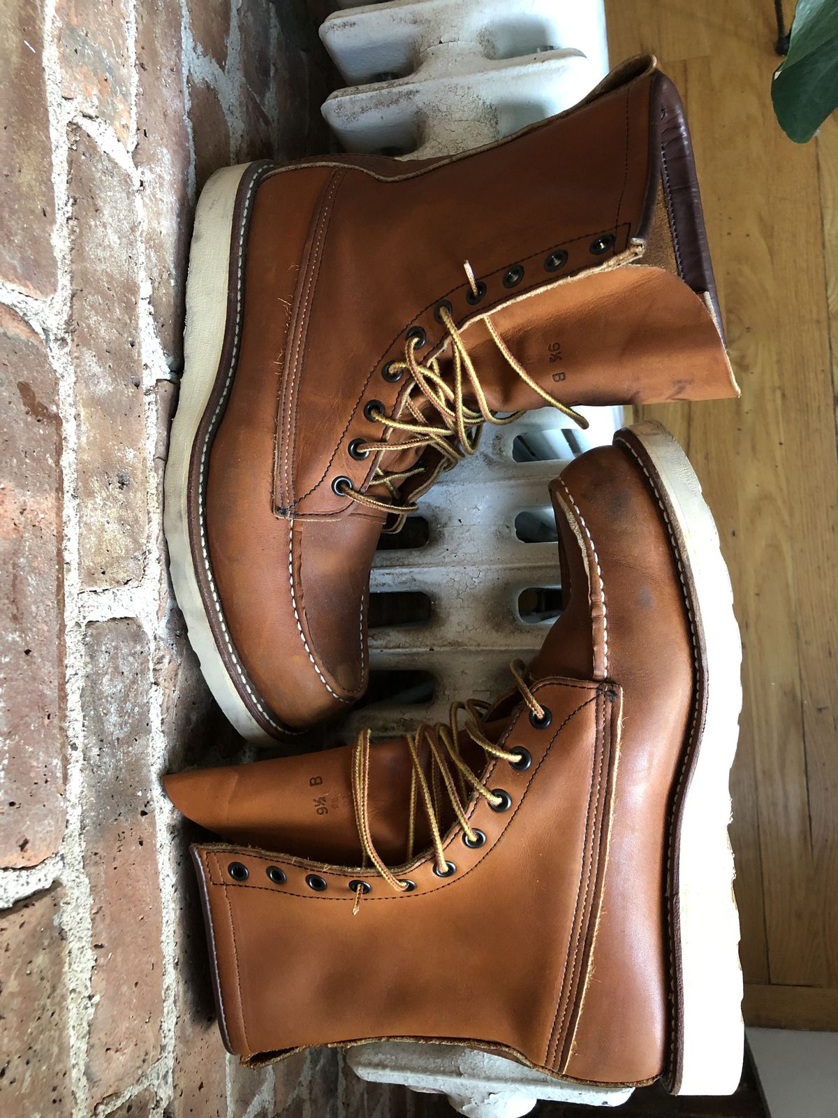 Photo by patinathunderdome on November 3, 2021 of the Red Wing 8-Inch Classic Moc in S.B. Foot Oro-Iginal.