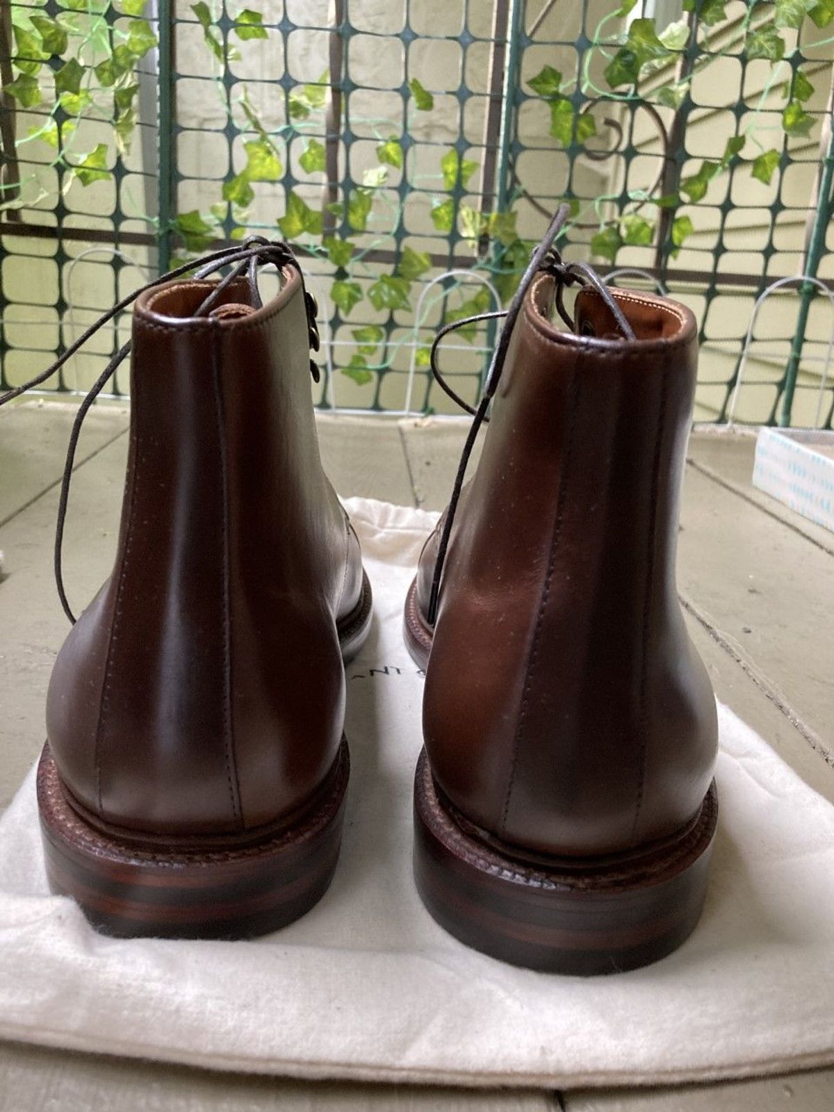 Photo by patinathunderdome on October 1, 2021 of the Grant Stone Cap Toe Boot in Horween Crimson Chromexcel.