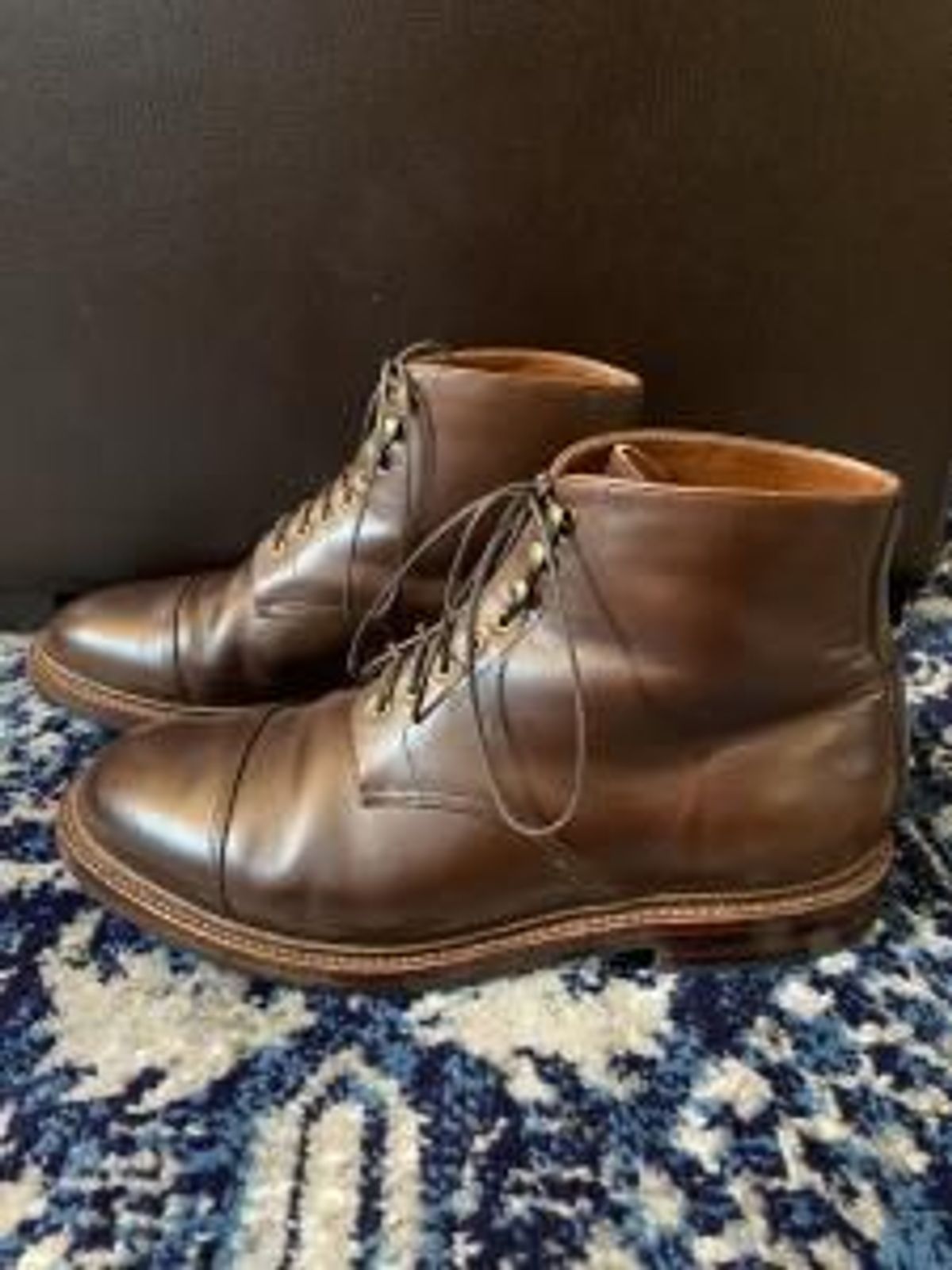 Photo by patinathunderdome on February 2, 2022 of the Grant Stone Cap Toe Boot in Horween Crimson Chromexcel.