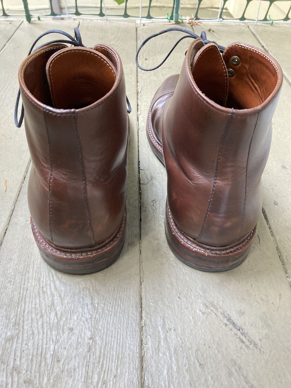 Photo by patinathunderdome on April 1, 2022 of the Grant Stone Cap Toe Boot in Horween Crimson Chromexcel.