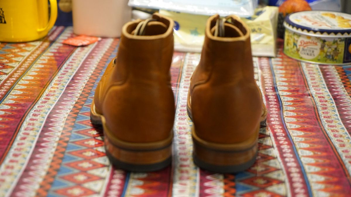 Photo by patinathunderdome on September 30, 2021 of the Viberg Service Boot in Horween English Tan Dublin.