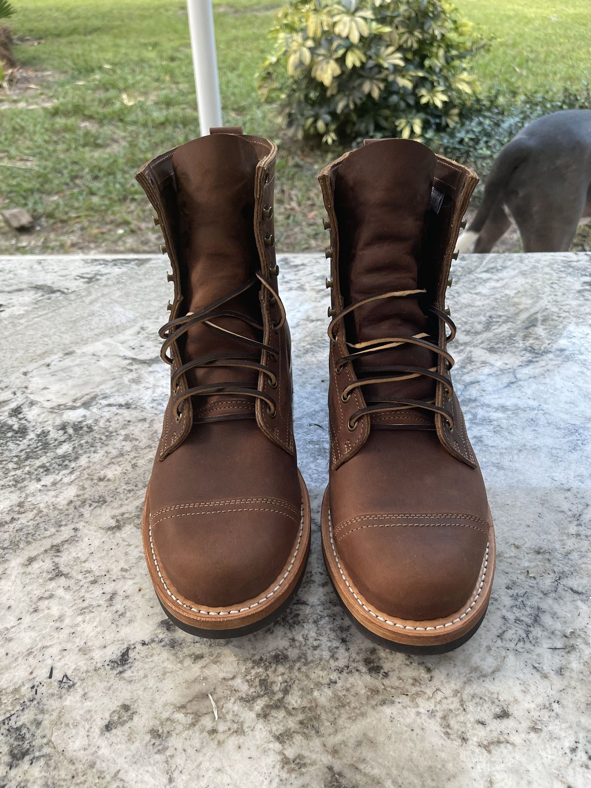 Photo by patinathunderdome on September 30, 2021 of the Truman Upland Boot in Horween Whiskey Predator.