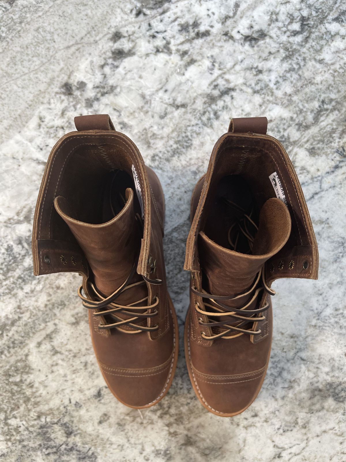 Photo by patinathunderdome on September 30, 2021 of the Truman Upland Boot in Horween Whiskey Predator.