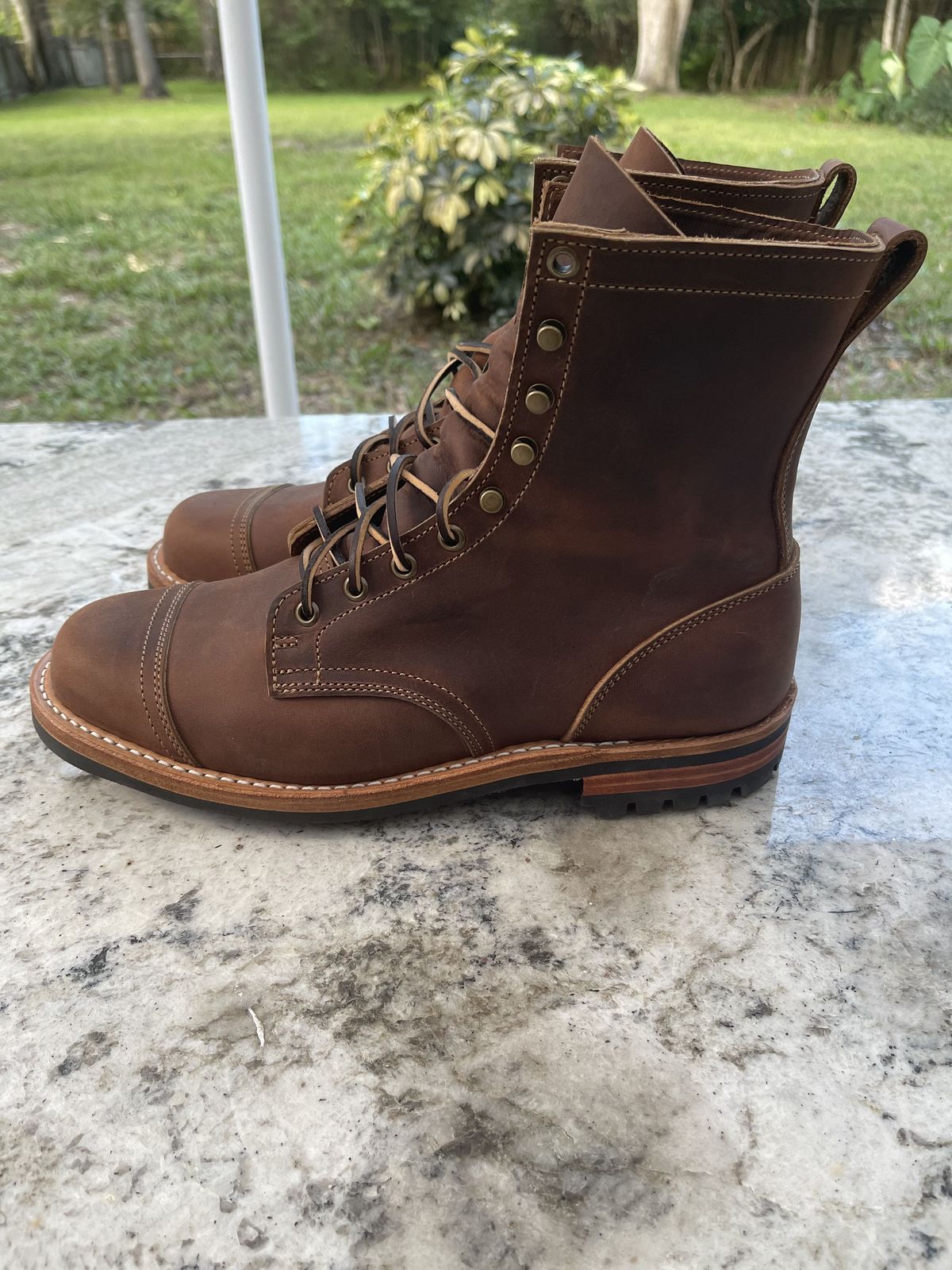 Photo by patinathunderdome on September 30, 2021 of the Truman Upland Boot in Horween Whiskey Predator.