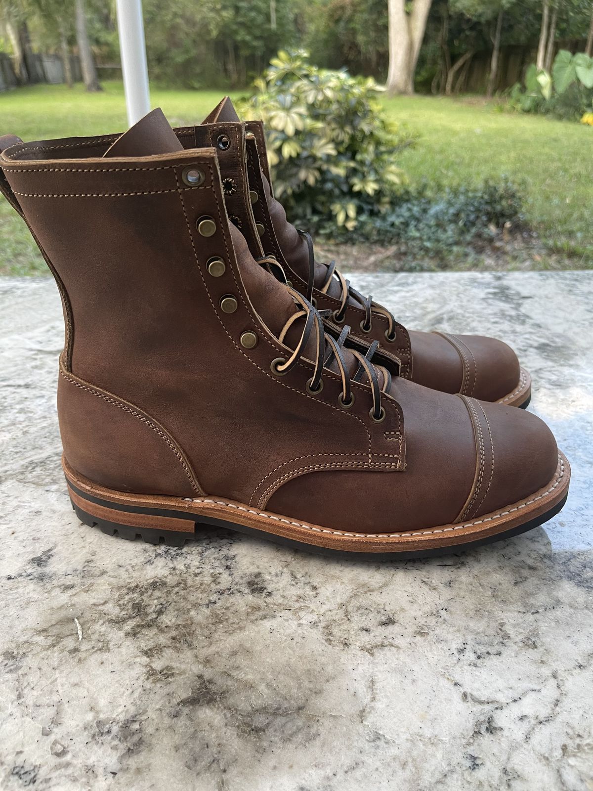 Photo by patinathunderdome on September 30, 2021 of the Truman Upland Boot in Horween Whiskey Predator.