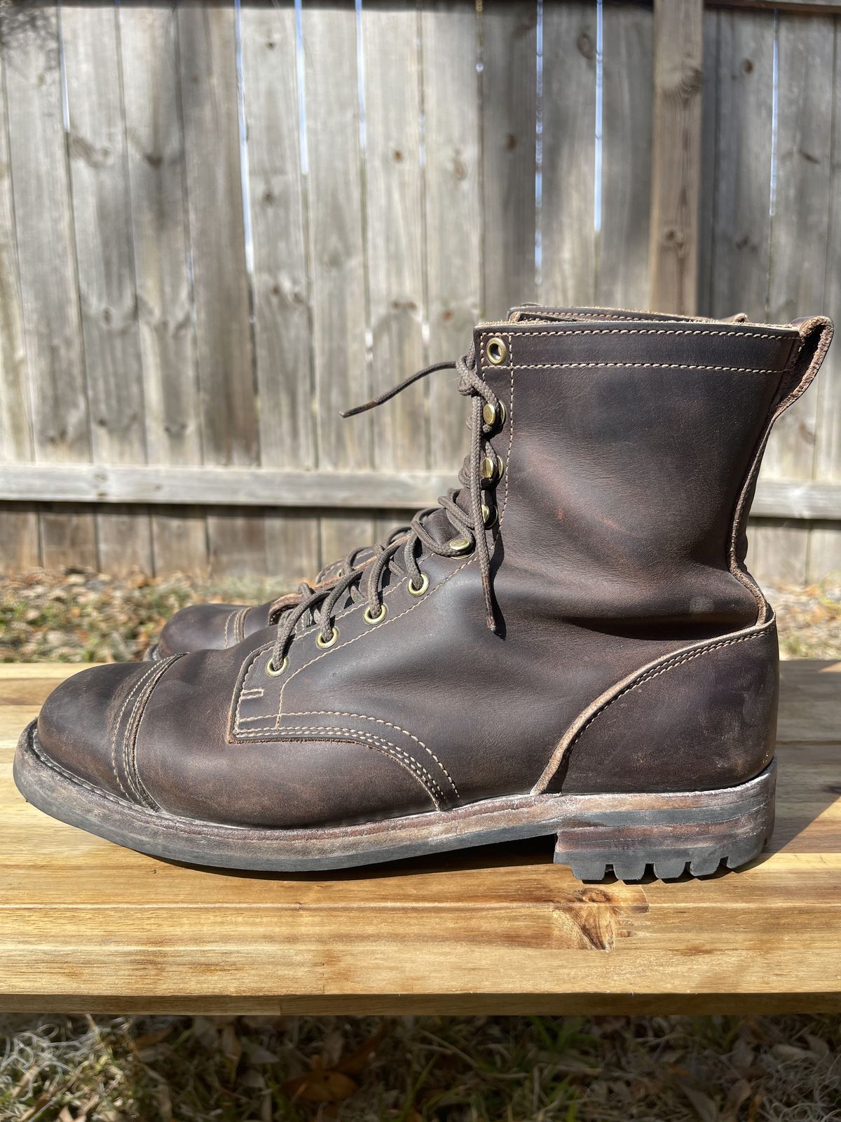 Photo by patinathunderdome on February 3, 2022 of the Truman Upland Boot in Horween Whiskey Predator.