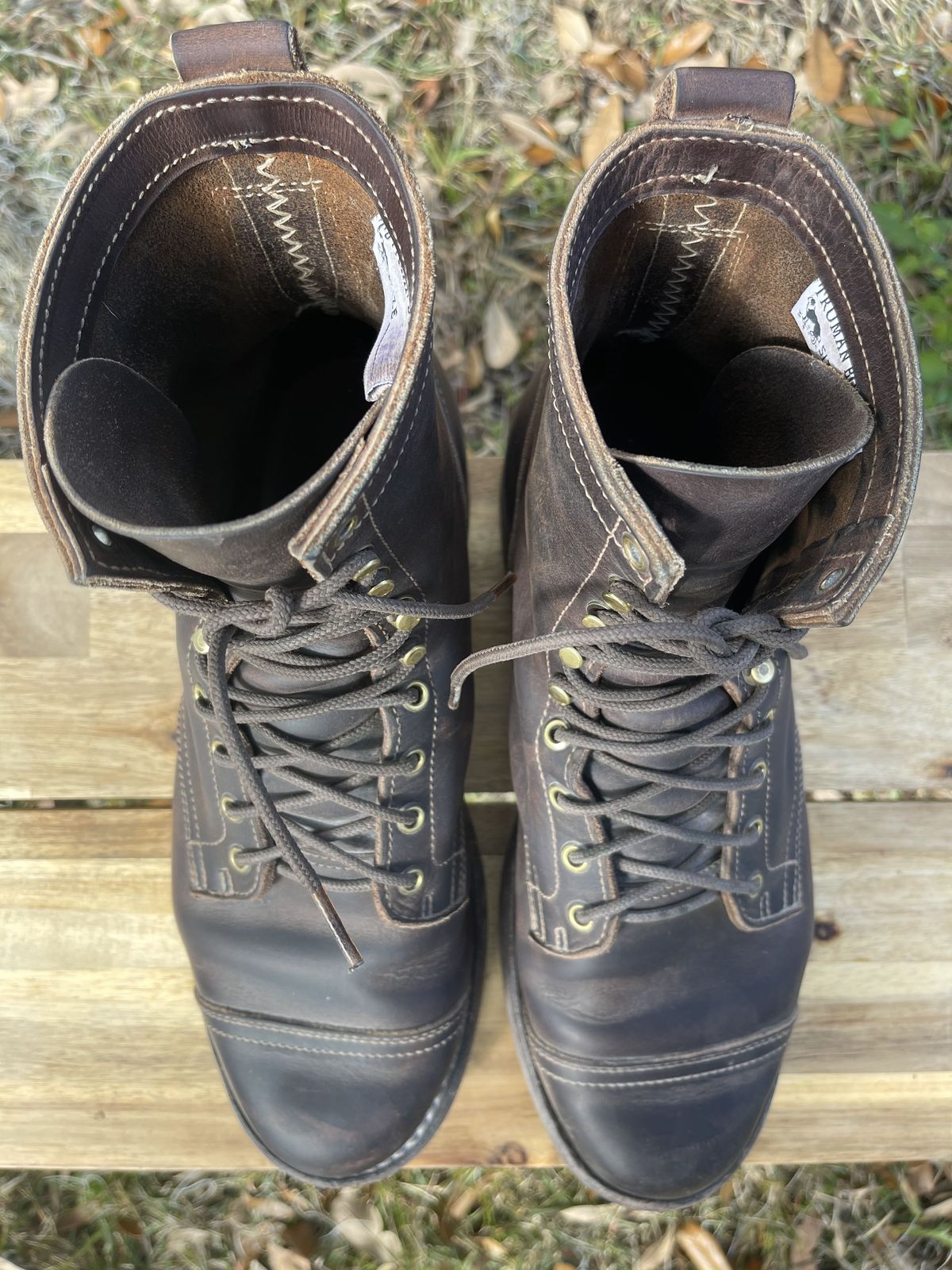 Photo by patinathunderdome on February 3, 2022 of the Truman Upland Boot in Horween Whiskey Predator.