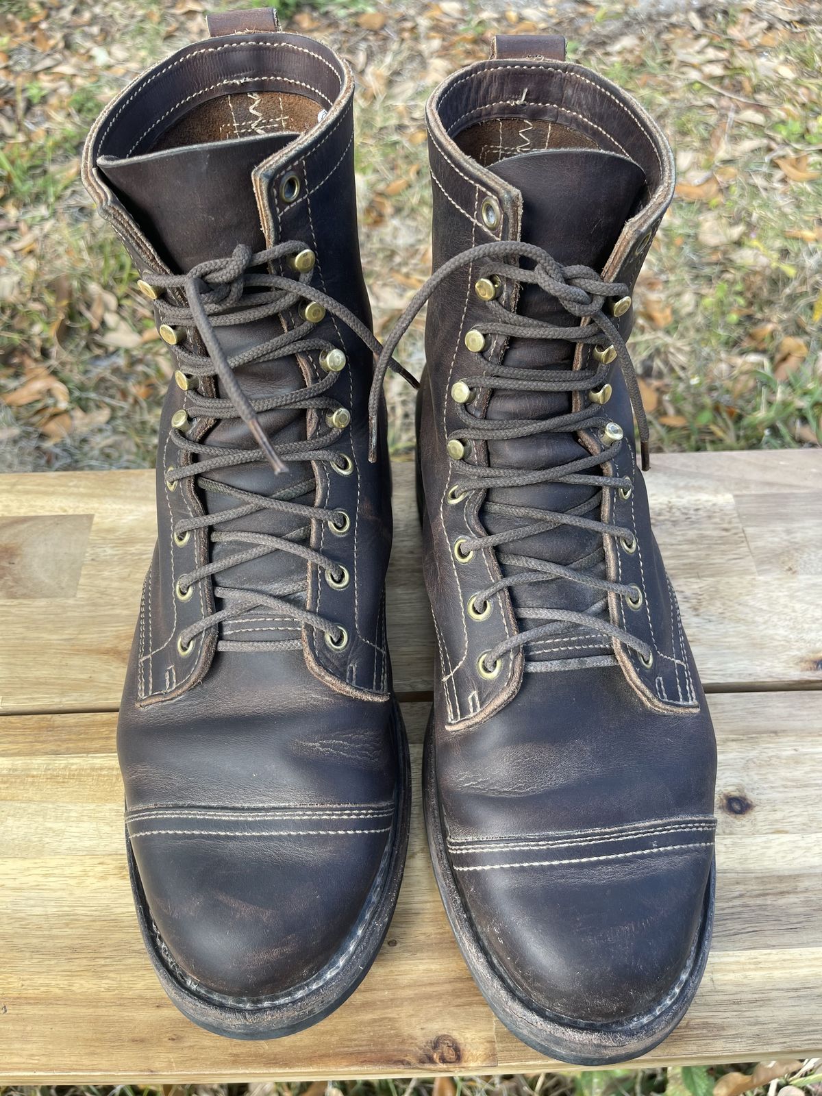 Photo by patinathunderdome on February 3, 2022 of the Truman Upland Boot in Horween Whiskey Predator.