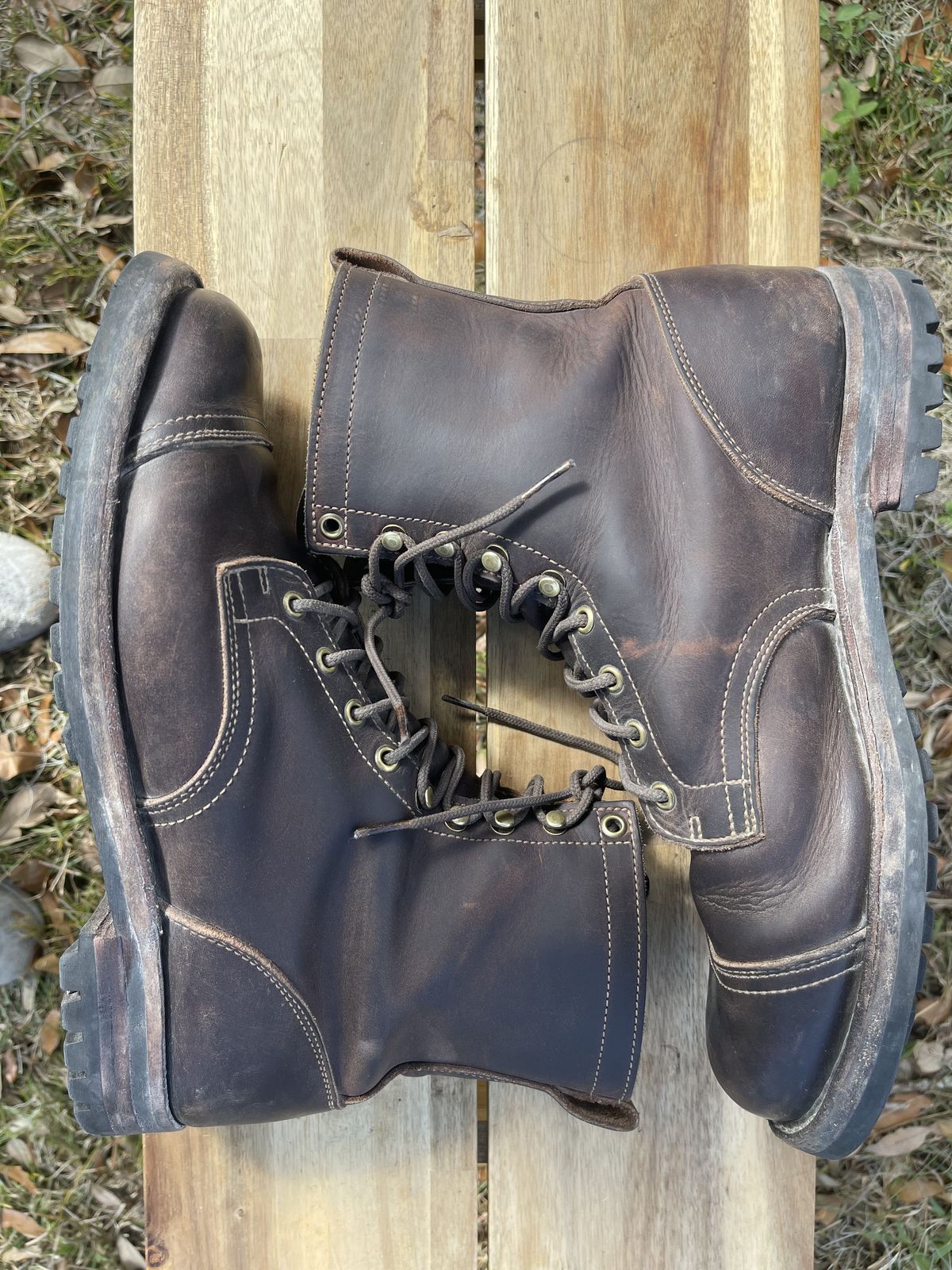 Photo by patinathunderdome on February 3, 2022 of the Truman Upland Boot in Horween Whiskey Predator.