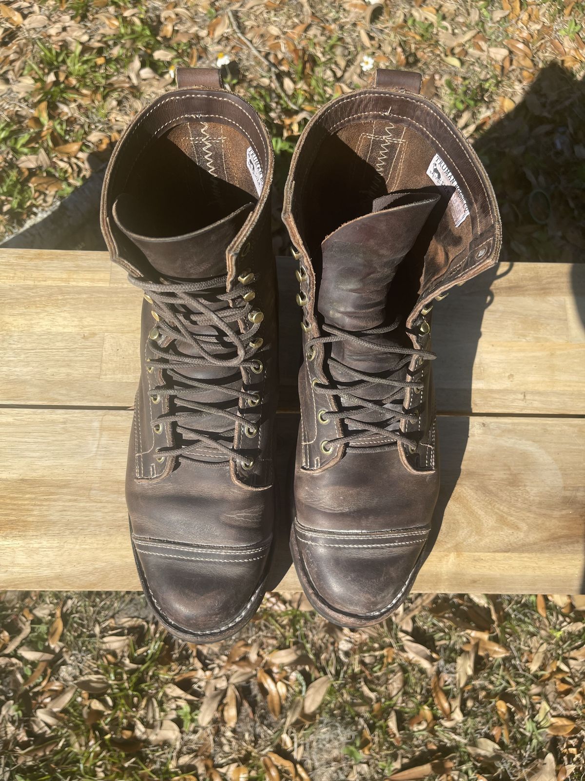 Photo by patinathunderdome on March 2, 2022 of the Truman Upland Boot in Horween Whiskey Predator.