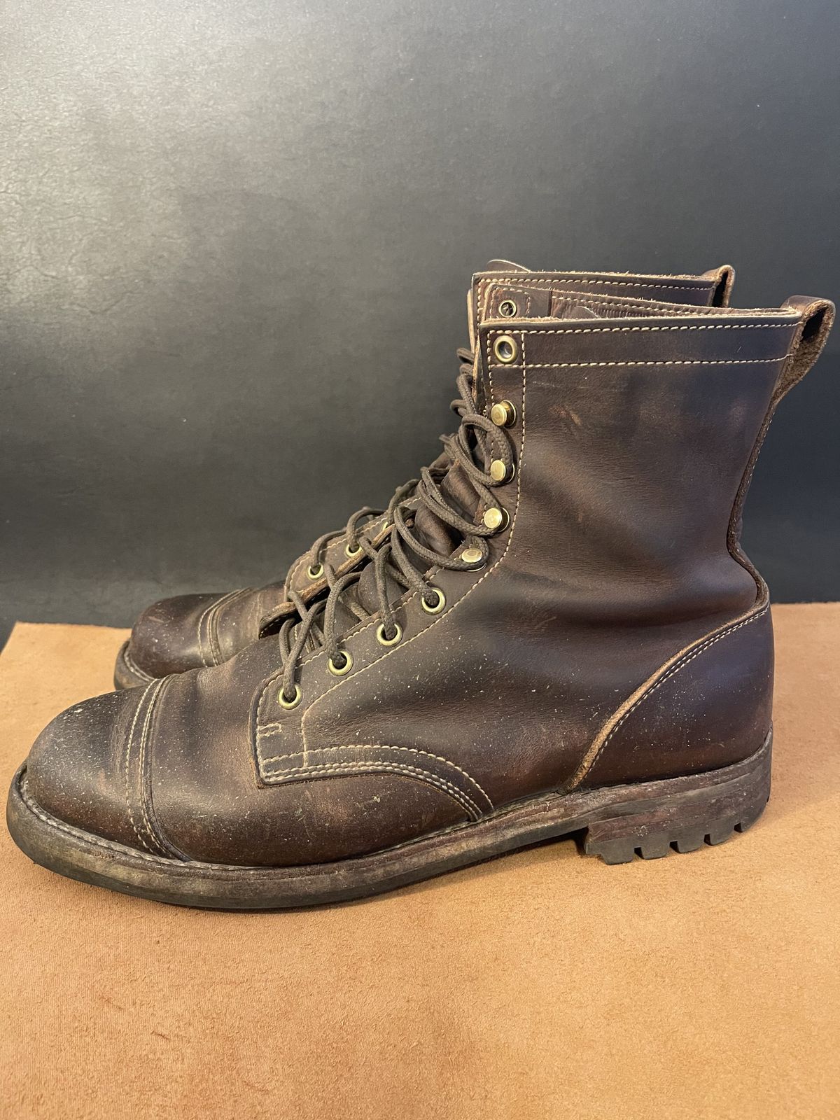 Photo by patinathunderdome on April 4, 2022 of the Truman Upland Boot in Horween Whiskey Predator.