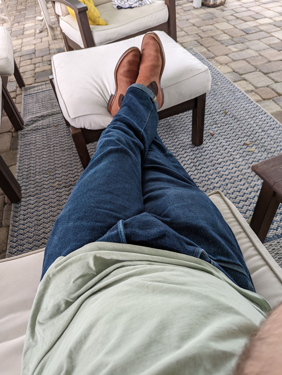 Photo by patinathunderdome on December 1, 2021 of the Benzein The Seventh Chelsea Boot in Shinki Red Brown Shrunken Horsebutt.