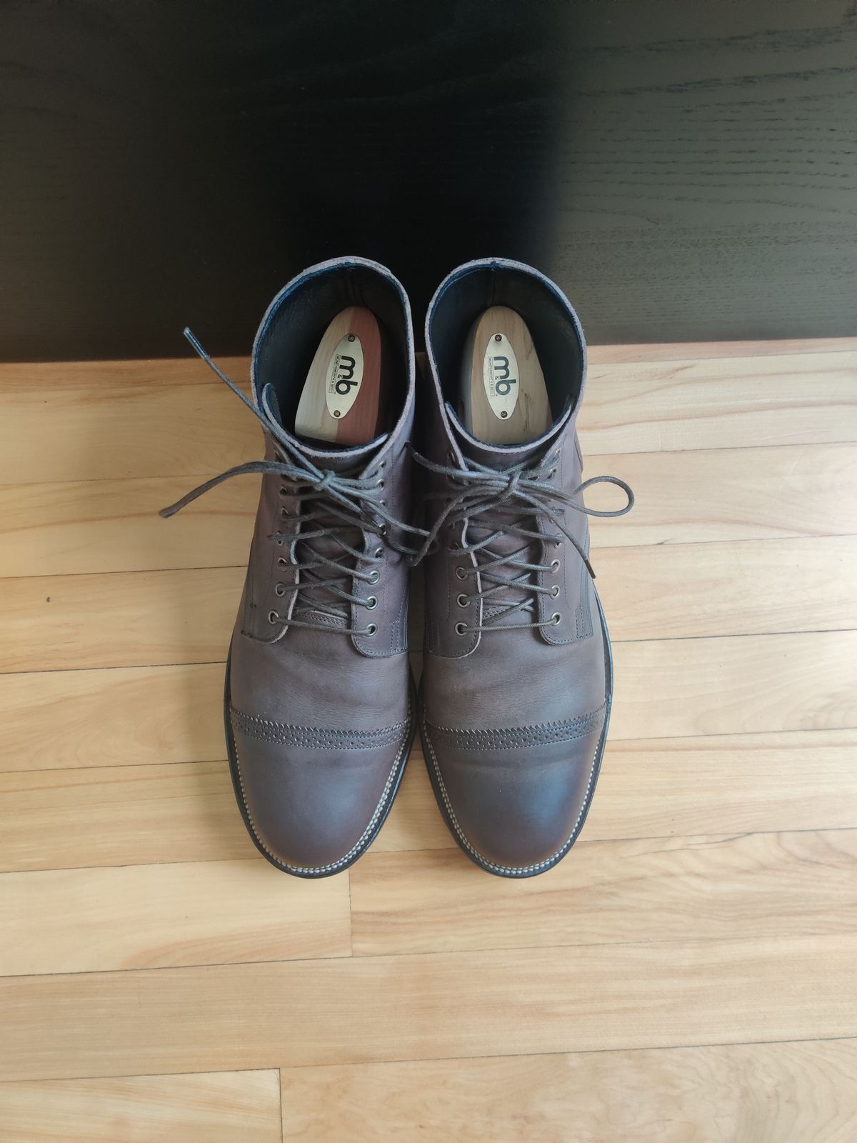 Photo by patinathunderdome on November 5, 2021 of the Viberg Service Boot in Maryam 1071 Port Vitello Calf Nubuck.