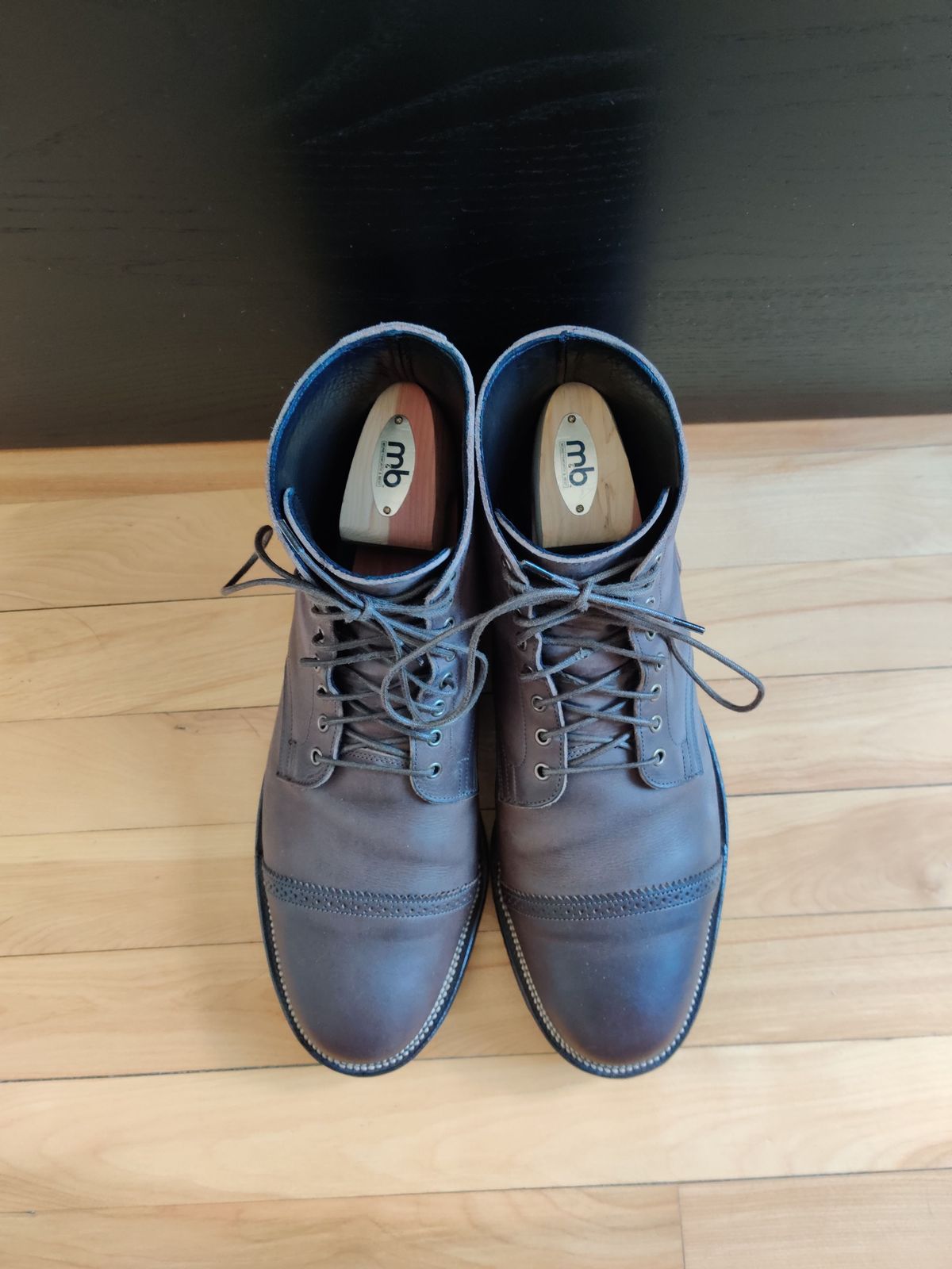 Photo by patinathunderdome on December 5, 2021 of the Viberg Service Boot in Maryam 1071 Port Vitello Calf Nubuck.
