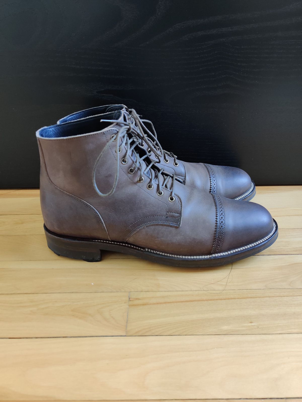 Photo by patinathunderdome on December 5, 2021 of the Viberg Service Boot in Maryam 1071 Port Vitello Calf Nubuck.
