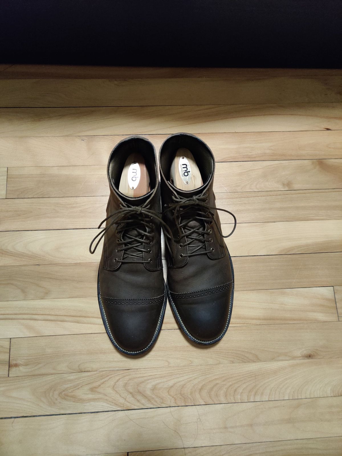 Photo by patinathunderdome on January 6, 2022 of the Viberg Service Boot in Maryam 1071 Port Vitello Calf Nubuck.